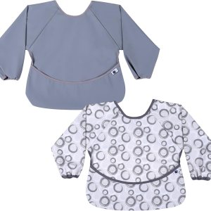 SPINFOX Paquete de 2 baberos impermeables para bebé, baberos para comer con bolsillo para atrapar alimentos, babero suave a prueba de desorden para SPINFOX Paquete de 2 baberos impermeables para bebé, baberos para comer con bolsillo para atrapar alimentos, babero suave a prueba de desorden para
