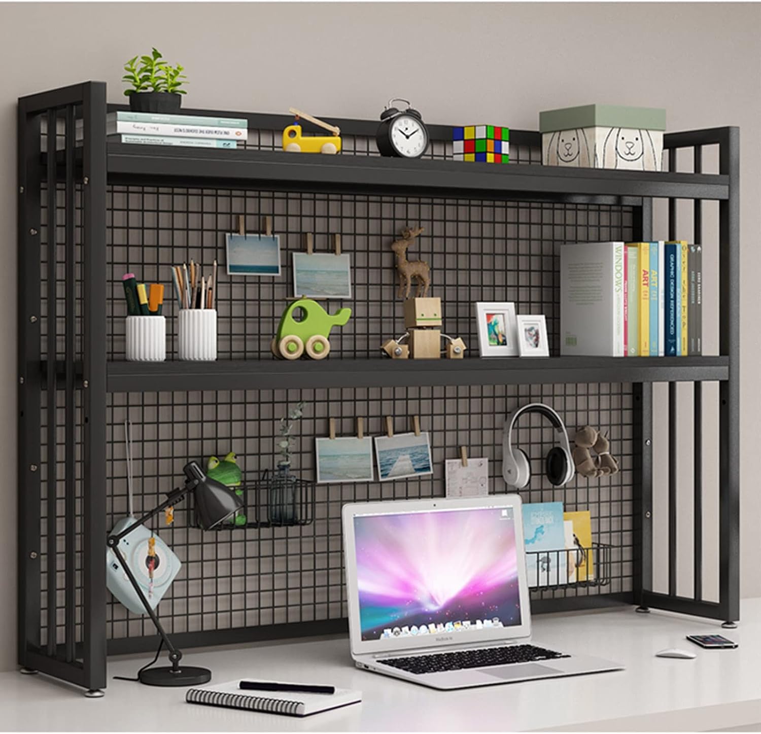 Estante organizador de escritorio ajustable, estantería de escritorio para escritorio de computadora, organizadores de suministros de oficina y