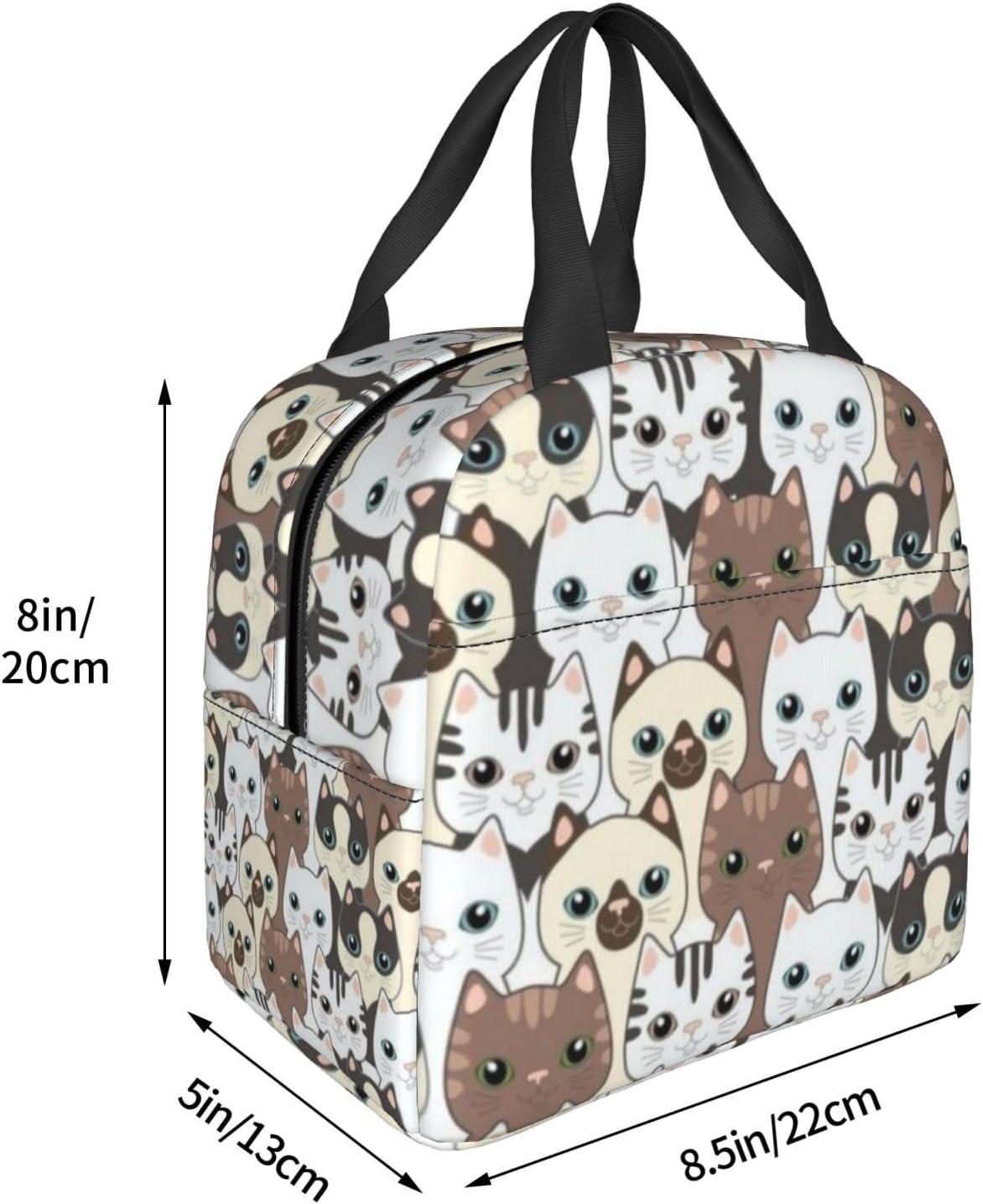 Giwawa Bolsa de almuerzo aislada con lindo gato, adorable gatito impreso en bolsa de almuerzo para mujeres, hombres, niños, niñas, escuela, oficina,