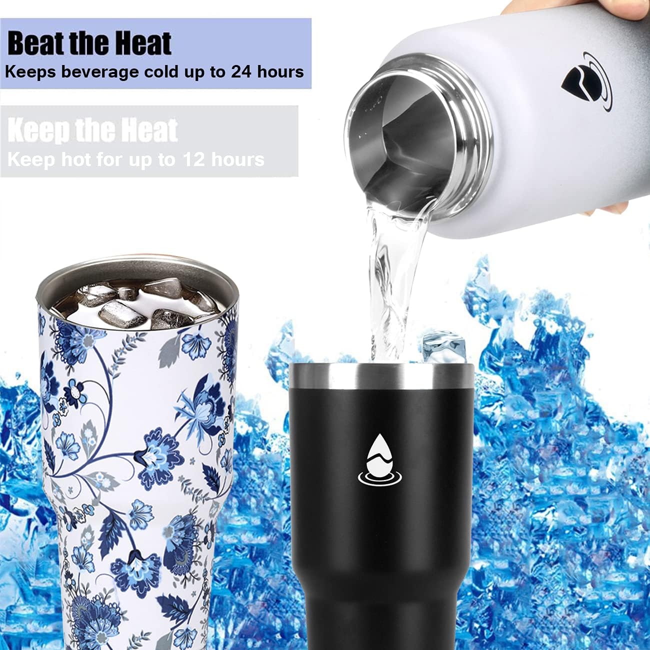 SYACOT – Botella de agua de acero inoxidable de 32 onzas, con aislamiento de doble pared al vacío a prueba de fugas, taza térmica de metal, boca