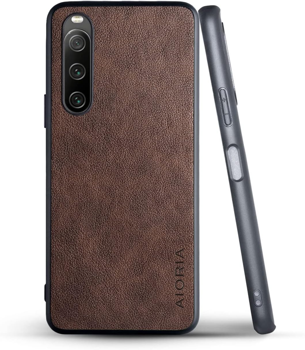 AIORIA Funda de cuero premium para Sony Xperia 10 V, diseño retro para Sony Xperia 10 V 5G (café)