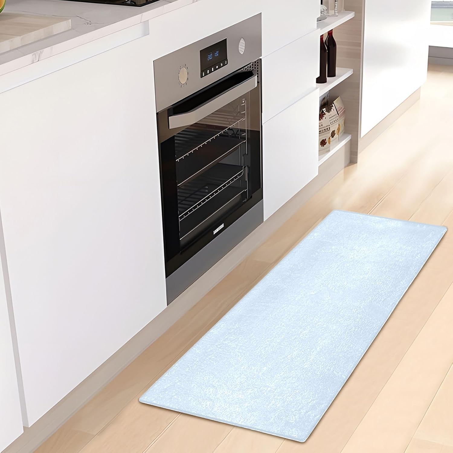 Elegante alfombra absorbente azul para suelo de baño, cómodas alfombras de baño antideslizantes, tapetes de baño de felpa duraderos, 39 x 20 pulgadas