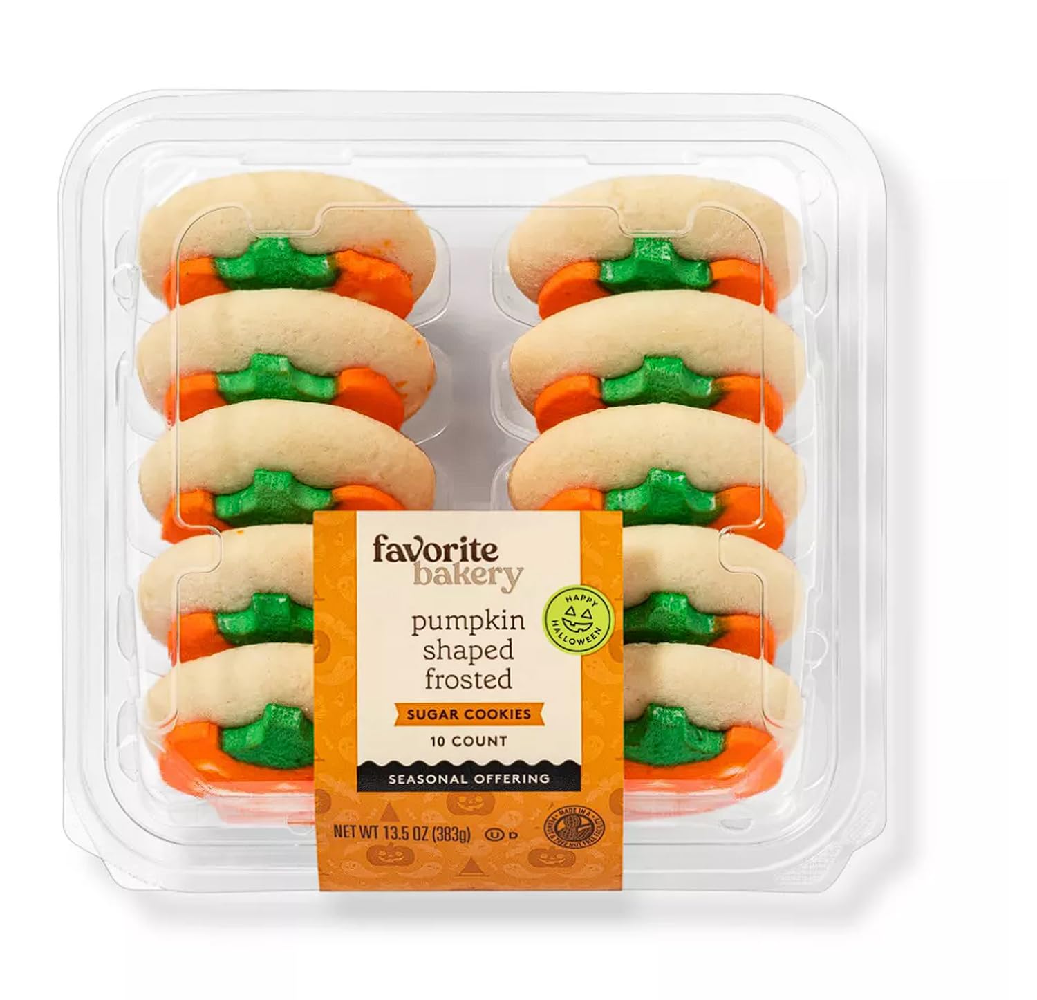 Galletas de azúcar esmeriladas (calabaza) Halloween – 13.5 oz10 unidades – FrostyDelights (paquete de 2)