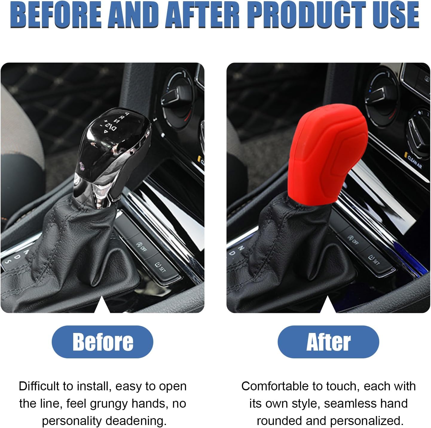 Ziciner 2 fundas para pomos de palanca de cambios de automóvil, accesorios de silicona elástica para proteger el cambio automático, protector