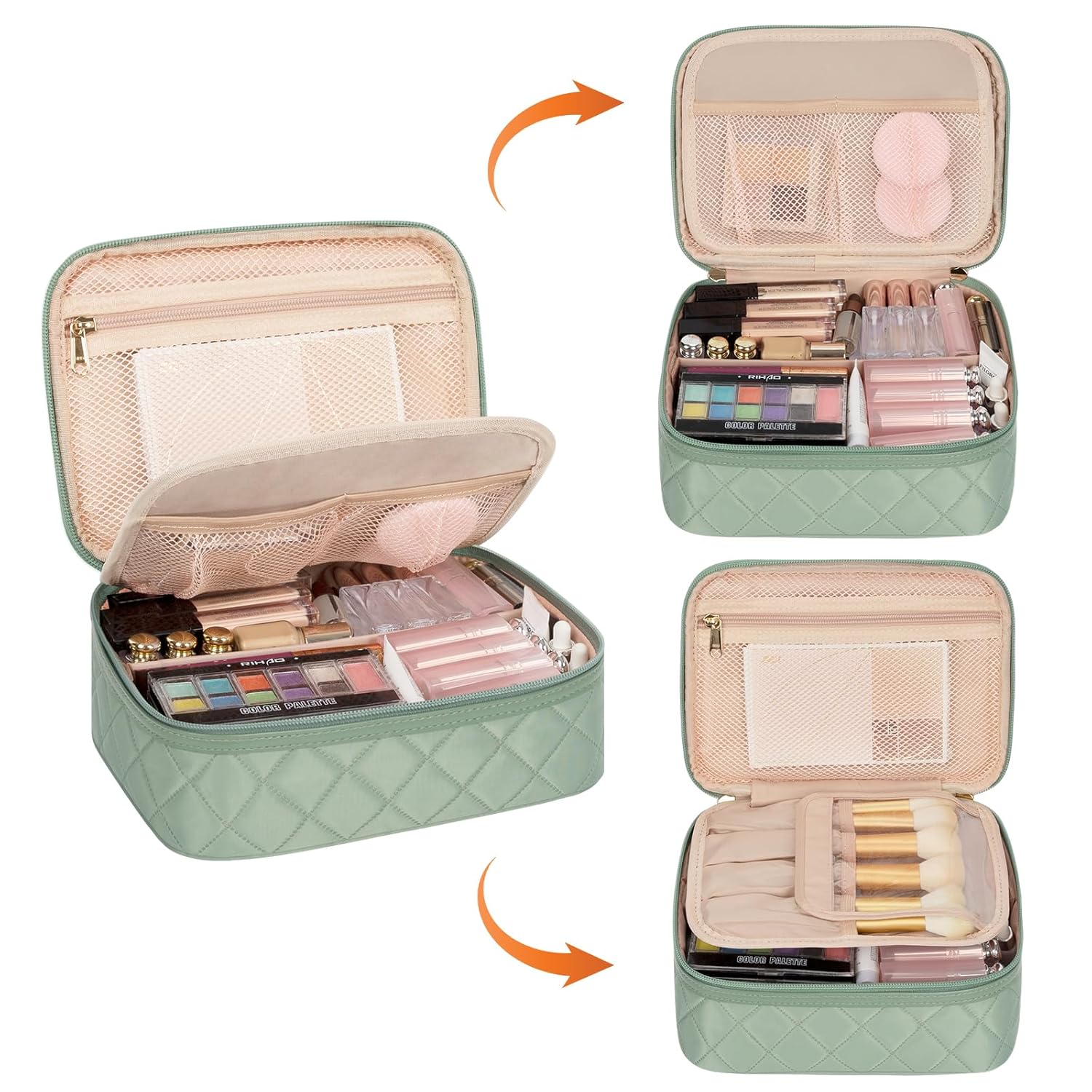 Bolsa de maquillaje, bolsa de maquillaje potable, bonita bolsa organizadora de maquillaje para artículos de tocador y cosméticos, accesorios con