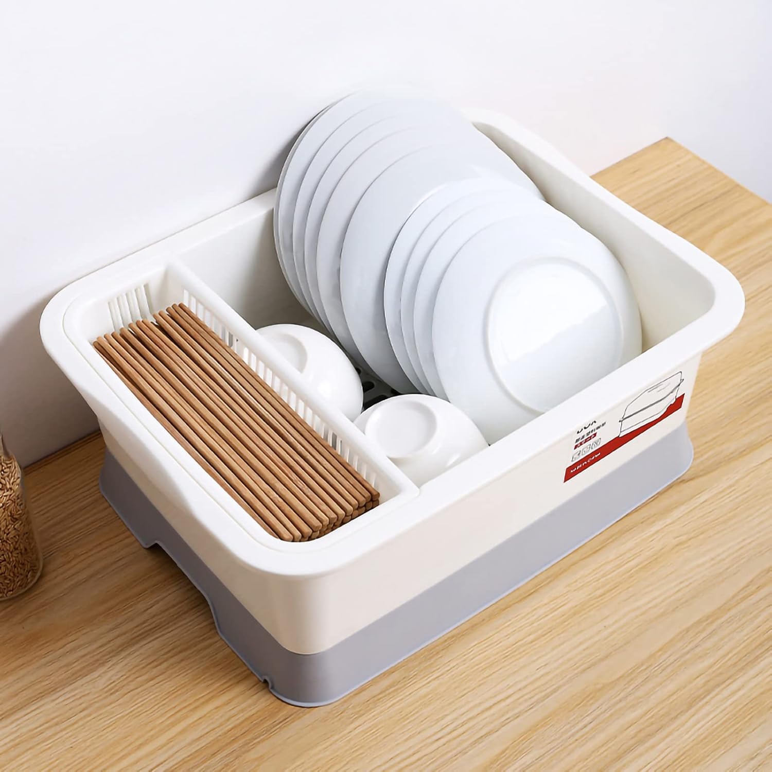 Escurridor de platos con cubierta de tapa, escurridor de platos para encimera de cocina, organizador de escurridor de platos que ahorra espacio,
