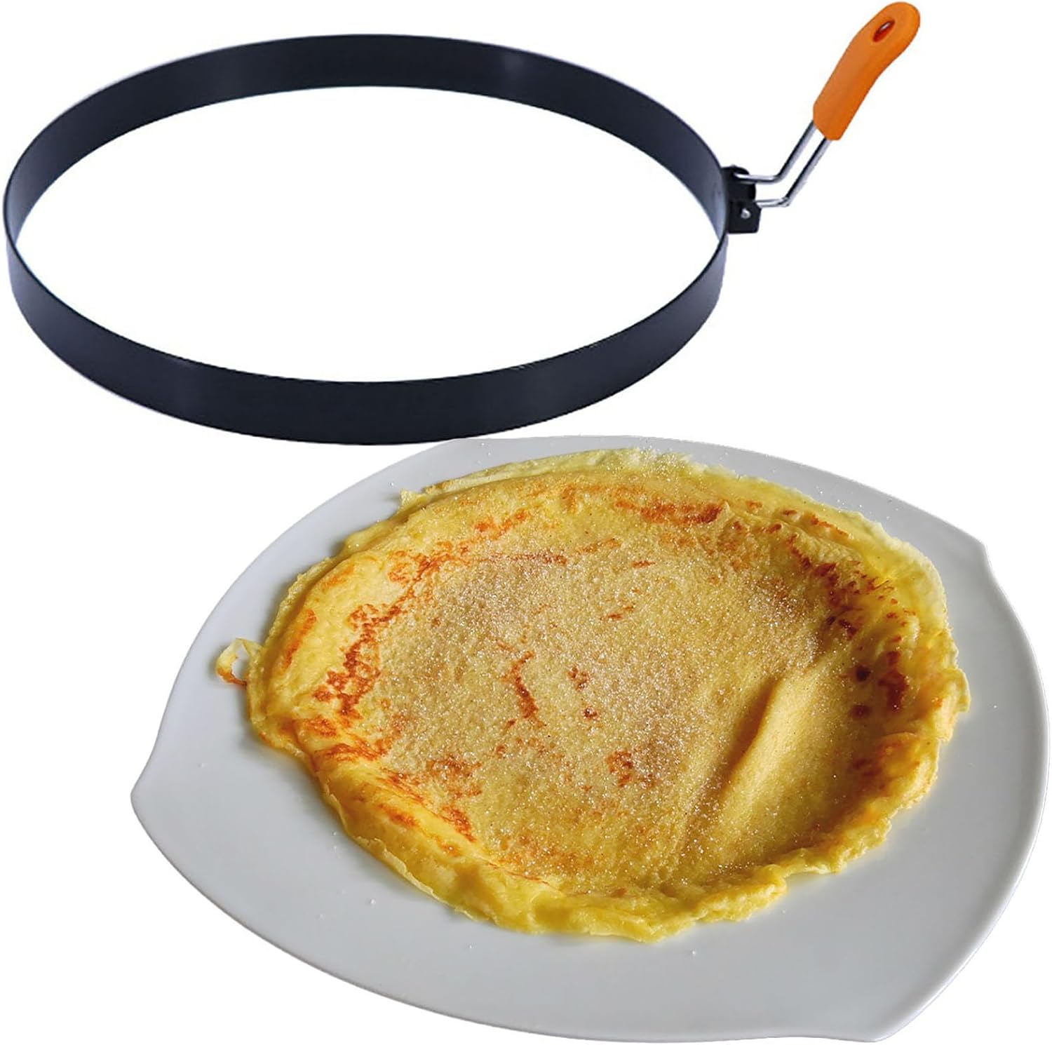 Paquete de 2 anillos de huevo para panqueques de 6 pulgadas, anillos de huevo para freír huevos, antiadherentes, redondos, grandes, con mango