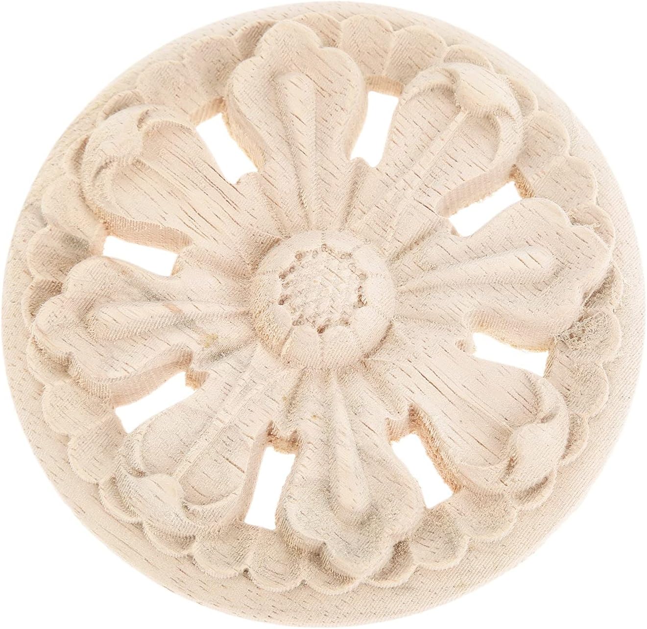 MUXSAM 1 paquete de apliques tallados Onlay, 3.94 pulgadas de diámetro, diseño de galletas redondas de madera, calcomanías para puerta, gabinete,