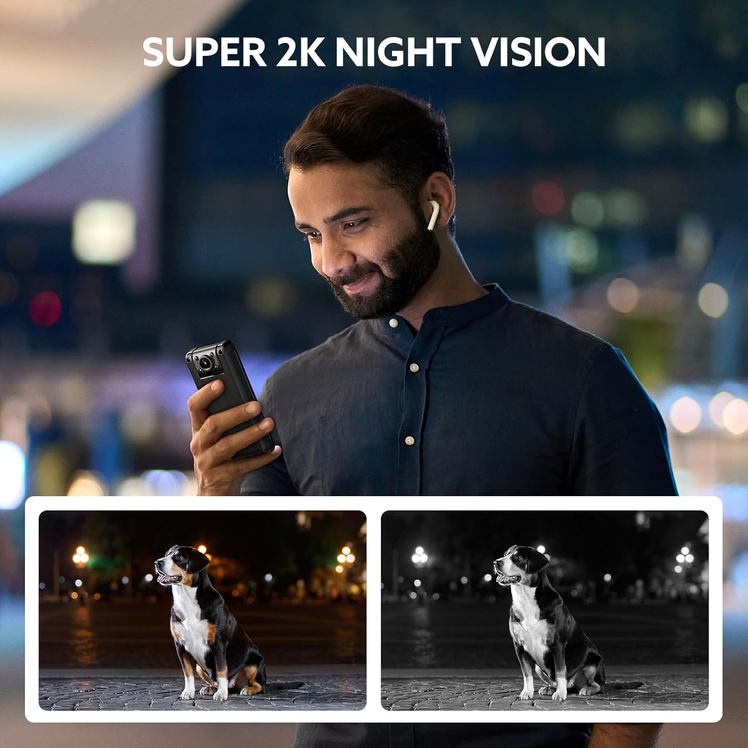 Losfom Z07 2K 64GB Body Worn Camera, 1440P HD Cámara corporal con lente giratoria, cámara montada en el cuerpo con visión nocturna, lente giratoria