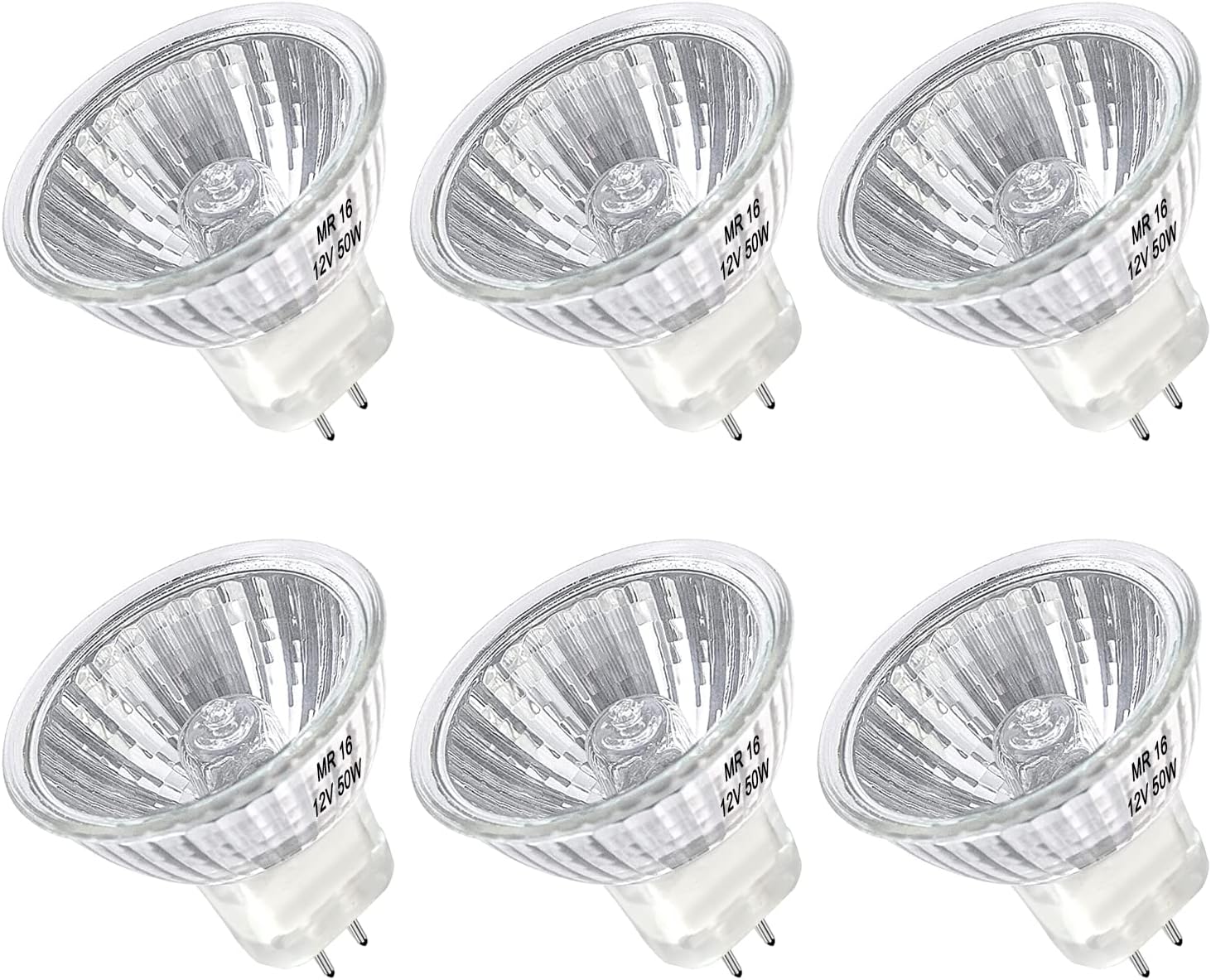 Bombilla halógena MR16 de 50 W regulable de 12 V GU5.3 con base de dos pines con larga vida útil, bombillas MR16 blancas cálidas de 2700 K con