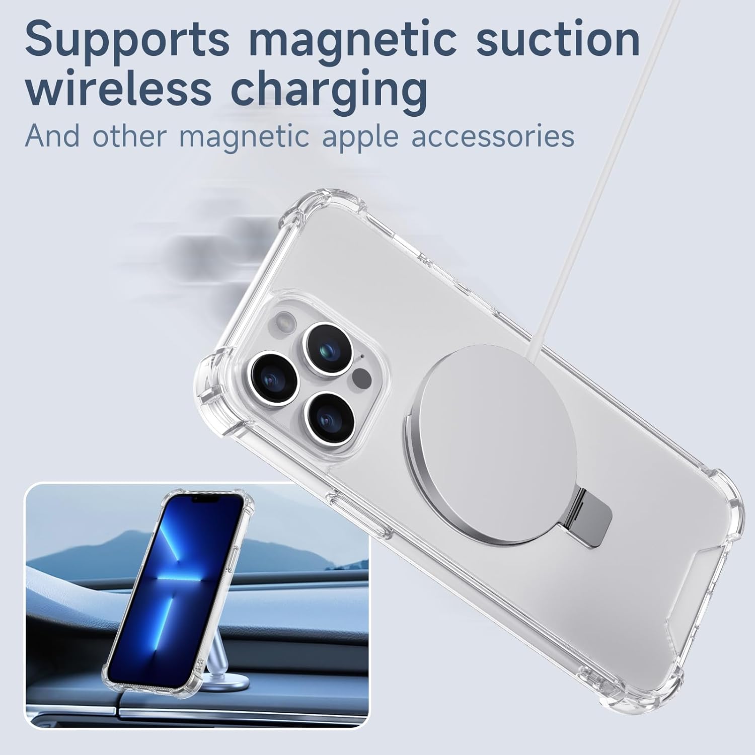 Magsafe – Funda transparente para iPhone 12 y iPhone 12 Pro con soporte magnético, protección militar contra caídas colorida compatible con