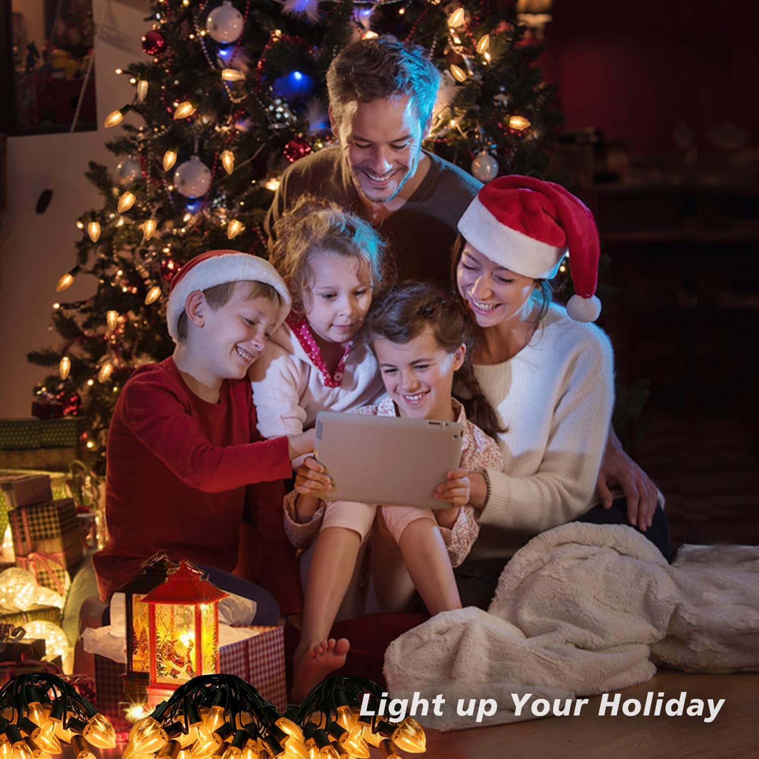 C9 – Bombillas LED de repuesto para camino de Navidad, para interiores y exteriores, 0.6 W equivalente a 7 W, blanco cálido 2200 K, base E17