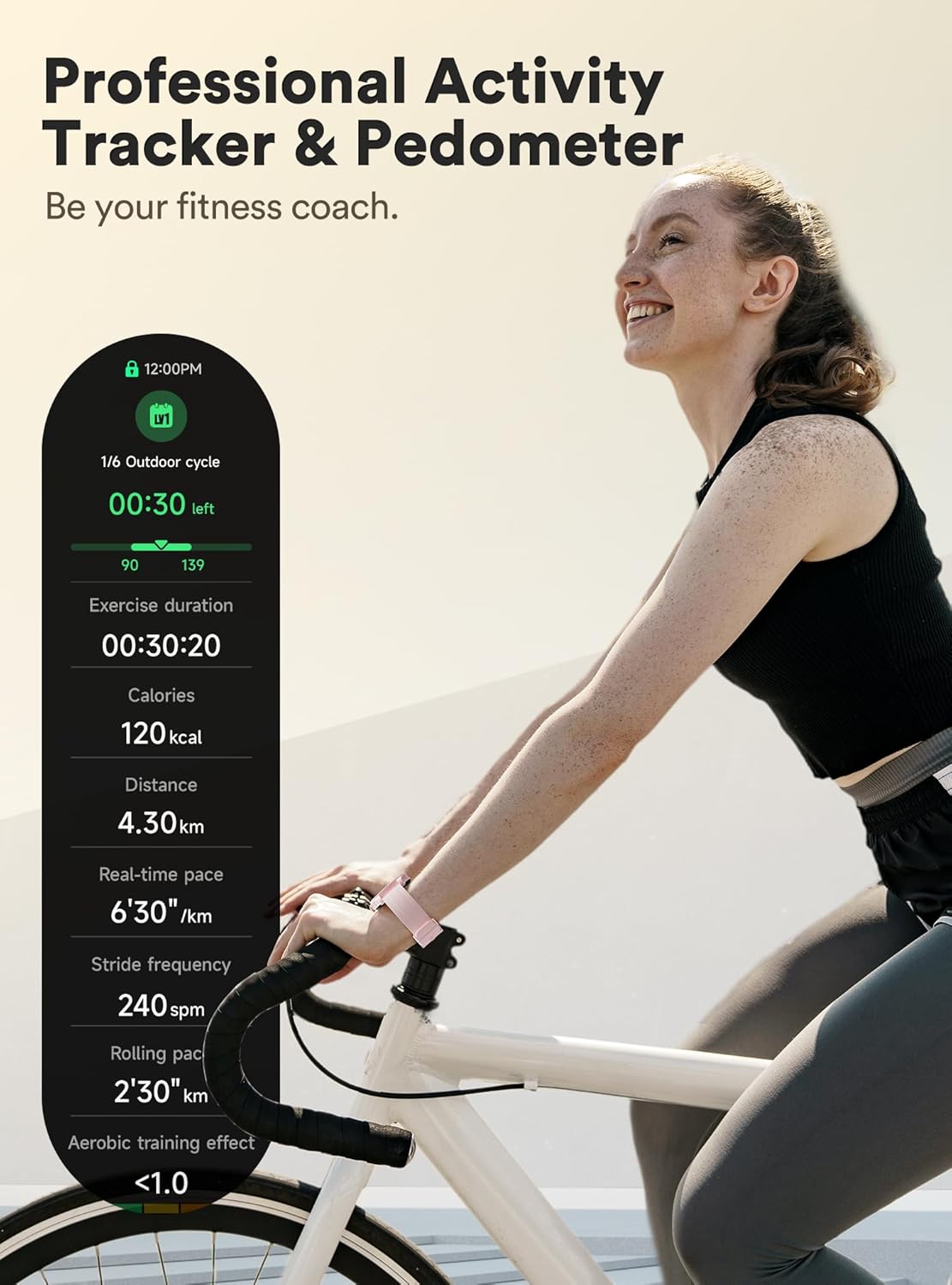 Reloj inteligente de fitness para mujer, Quican iOS y Android, compatible con Bluetooth, rastreador de actividad con monitor de frecuencia cardíaca,