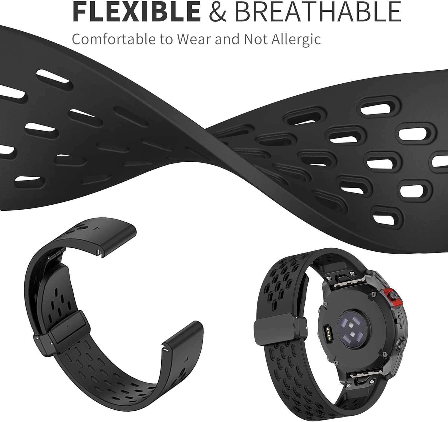 Abanen Correas de reloj deportivas de silicona con orificios de aire para Fenix 7S  Fenix 6S  Fenix 5S  Instinct 2S, correa de muñeca de silicona
