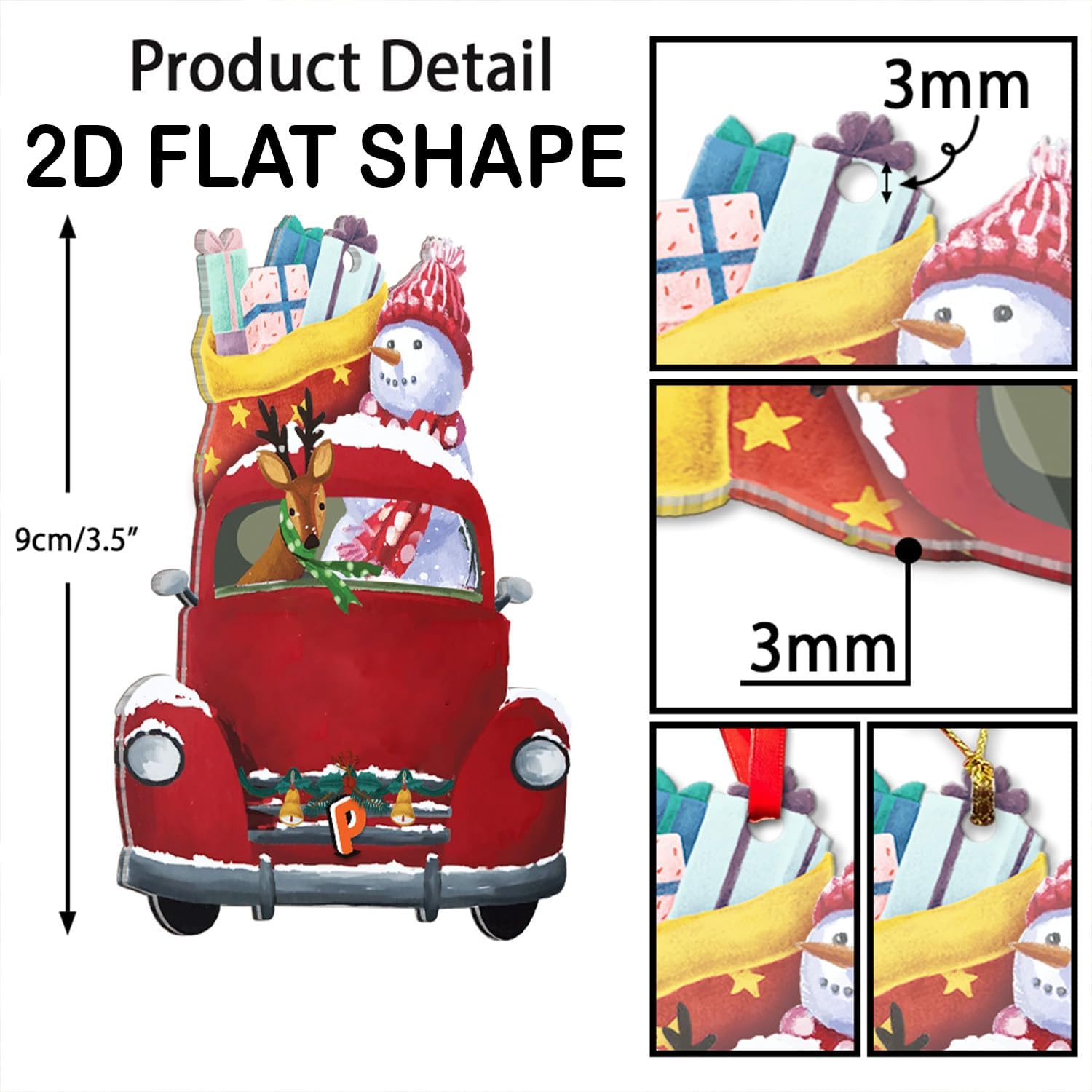 Árbol de adorno de Navidad personalizado, adorno de forma plana con foto personalizada, adornos acrílicos planos 2D, personaliza tu adorno