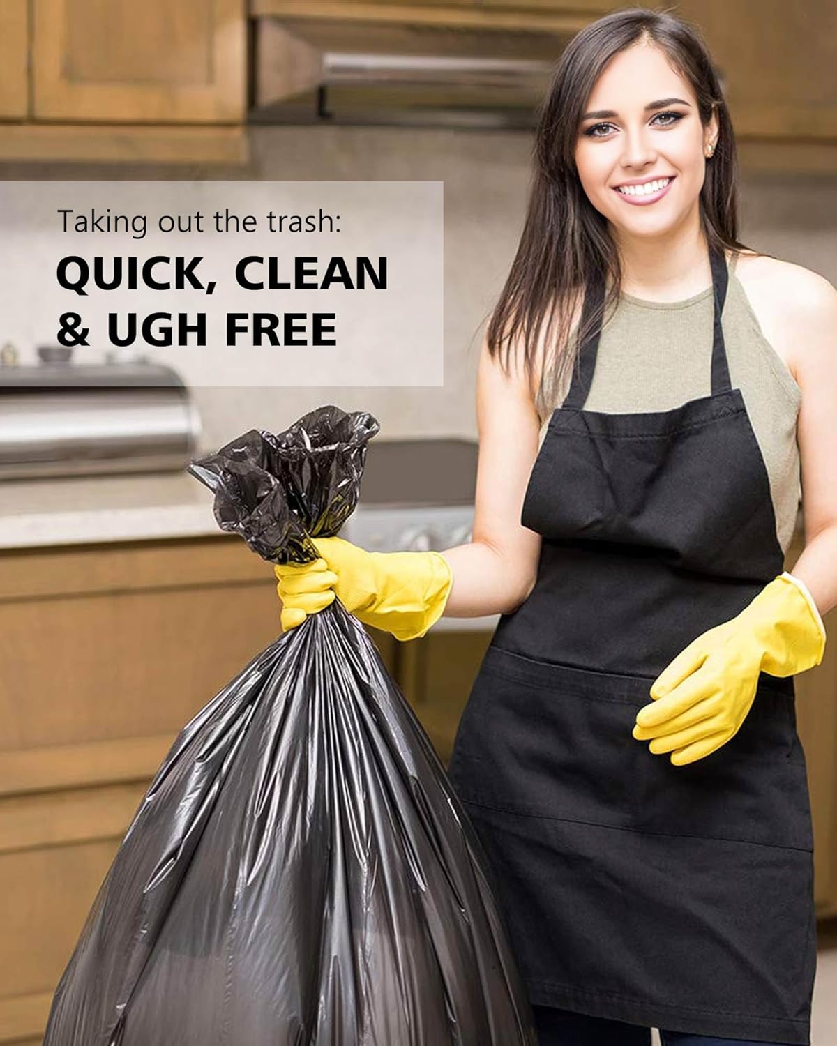 AYOTEE – Bolsas de basura grandes de 20 galones de color negro, de 30 x 35 pulgadas, de 20 galones de alto, con lazos, bolsas de basura de plástico