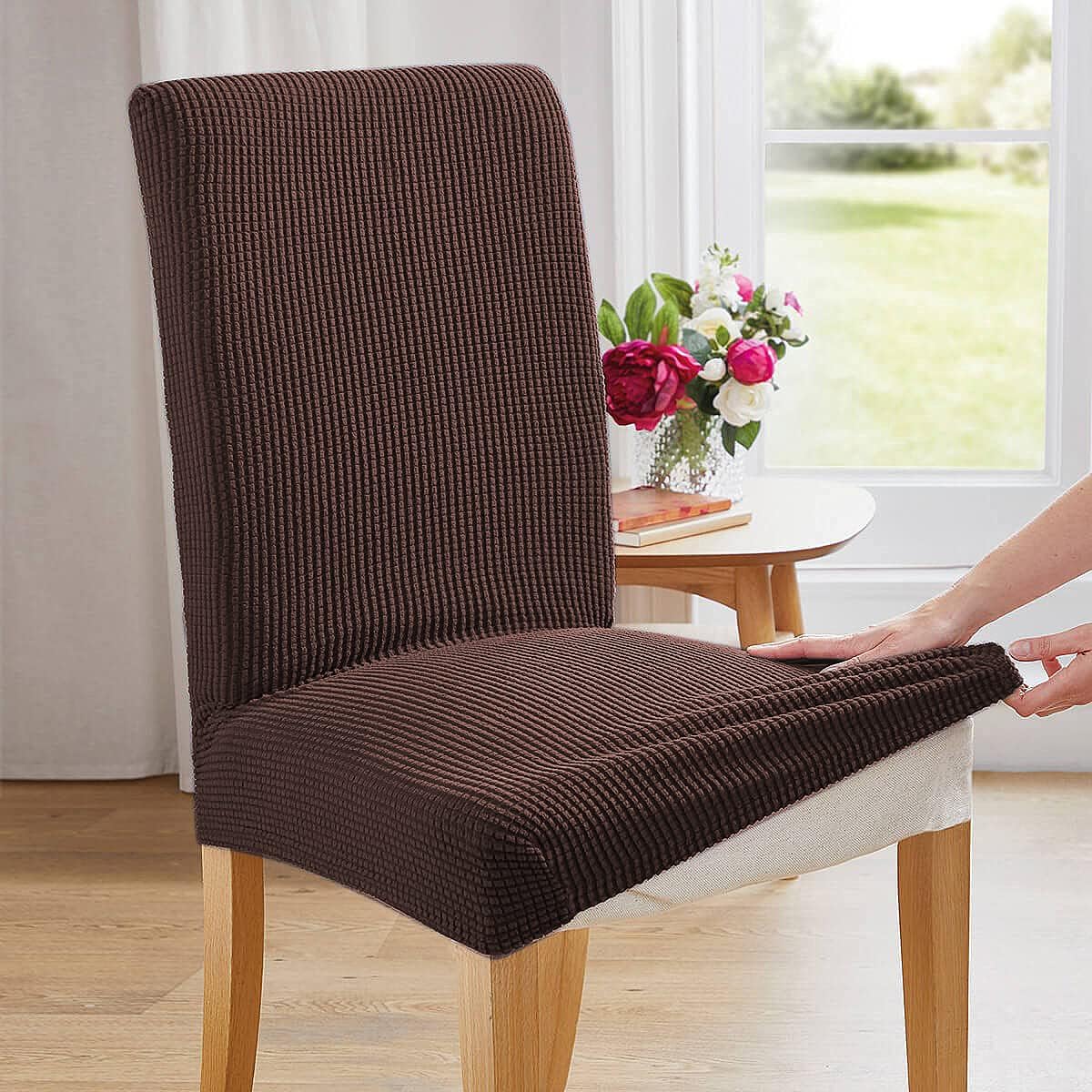 Paquete de 6 fundas para sillas de comedor y cocina, fundas para sillas Parsons para comedor, cocina, fundas para sillas de comedor, color chocolate