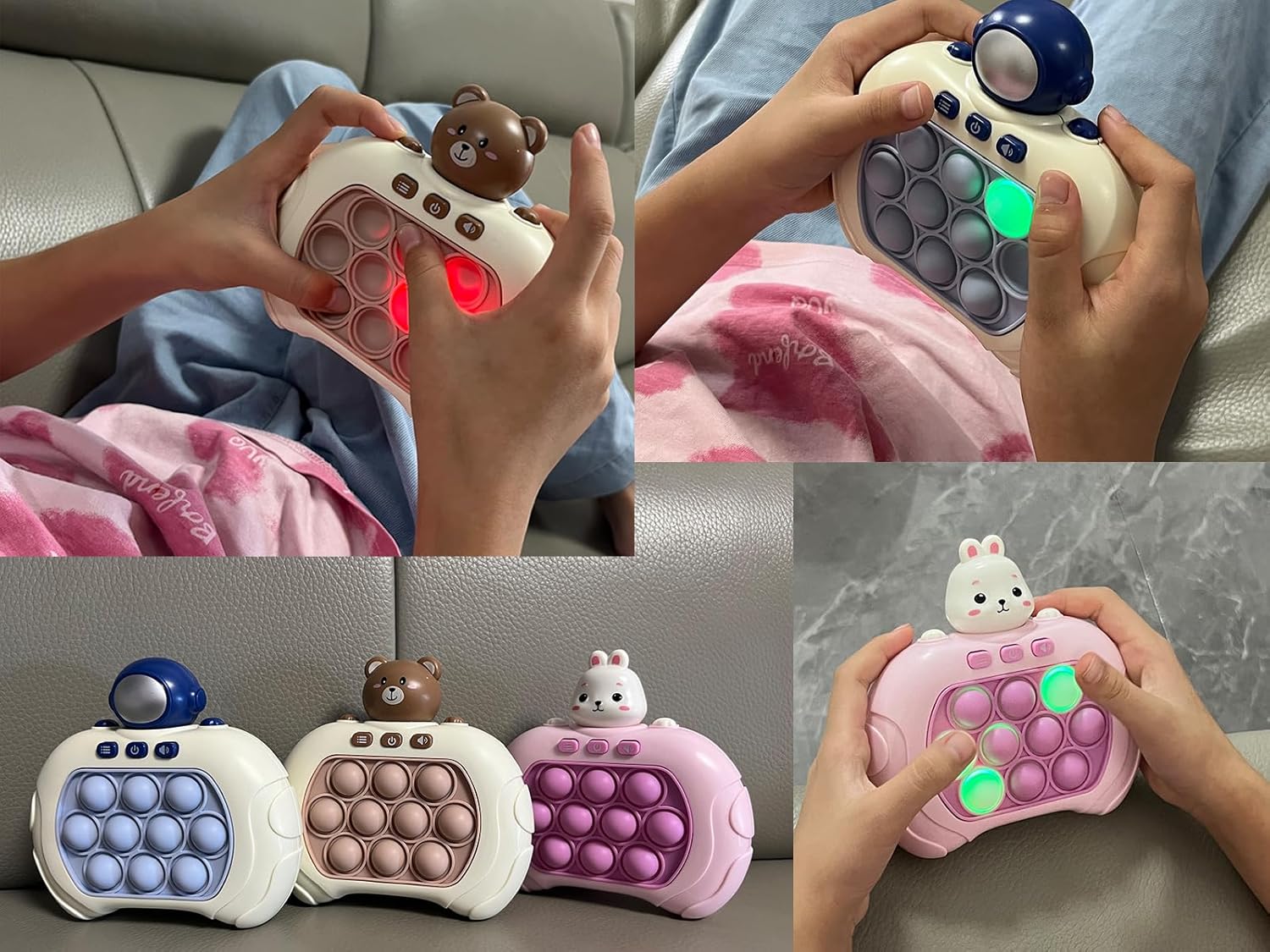 UMESEE Consola de mano, juego de burbujas de empuje rápido para niños y adultos, juego de burbujas con luz para niños, niñas y adolescentes (3
