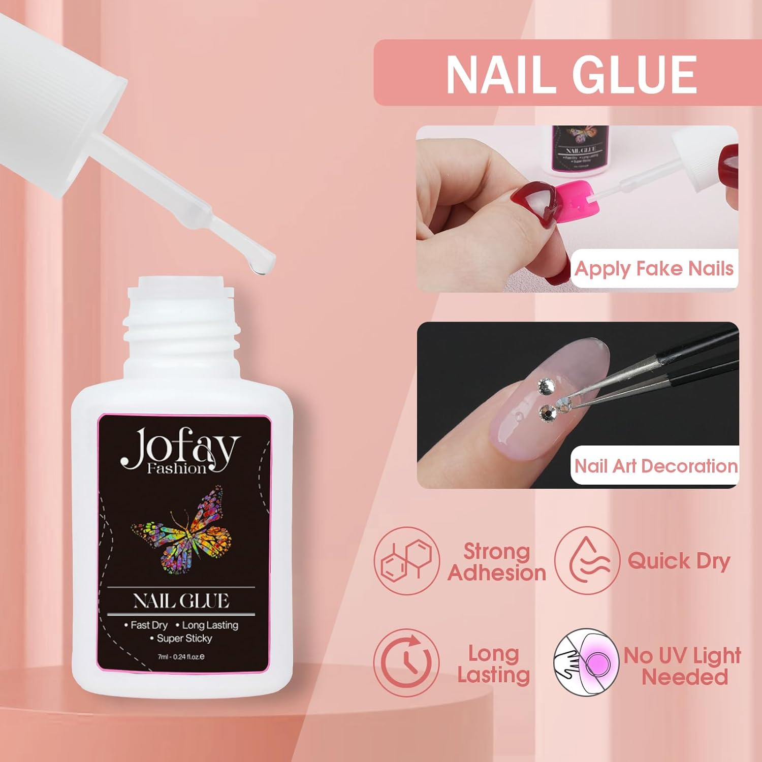 12 paquetes (288 piezas) de uñas postizas medianas a presión, uñas postizas largas con diseño cuadrado de pegamento en uñas acrílicas de cobertura