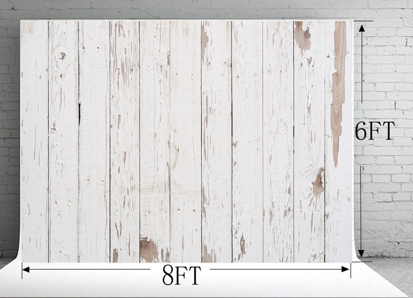 AIIKES Telón de fondo de madera vintage de 8 x 6 pies, fondo de madera blanca para fotografía de recién nacido, decoración de fiesta de cumpleaños,