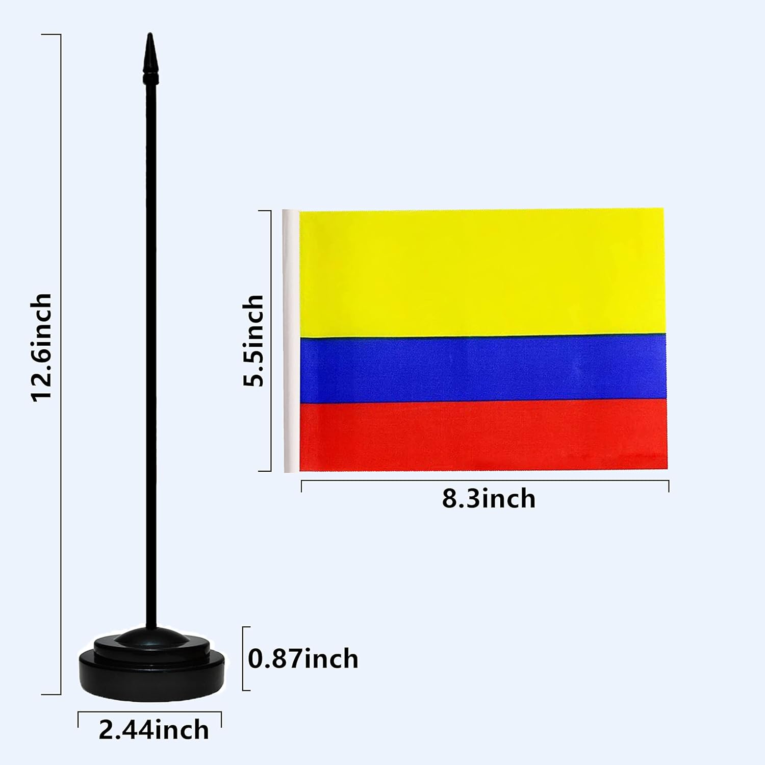 Juego de banderas colombianas de lujo para escritorio de Colombia, pequeñas banderas de escritorio colombianas en miniatura con poste sólido, base