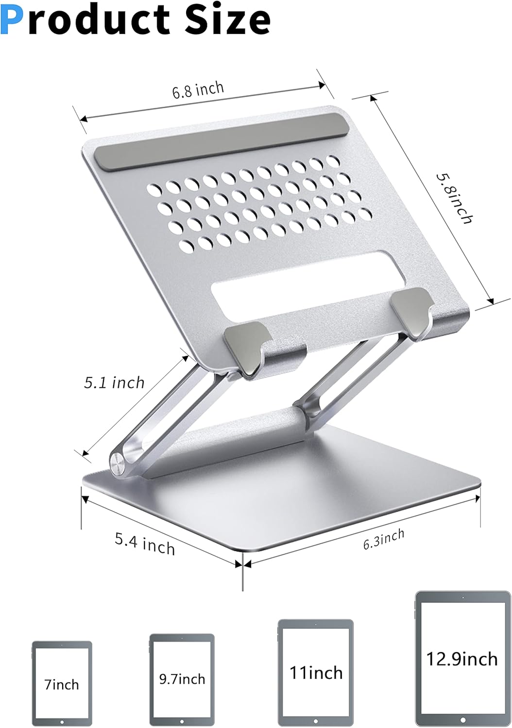 ALASHI Soporte para tablet para escritorio, soporte ajustable multiángulo, diseño ergonómico portátil plegable, elevador de tableta de metal premium