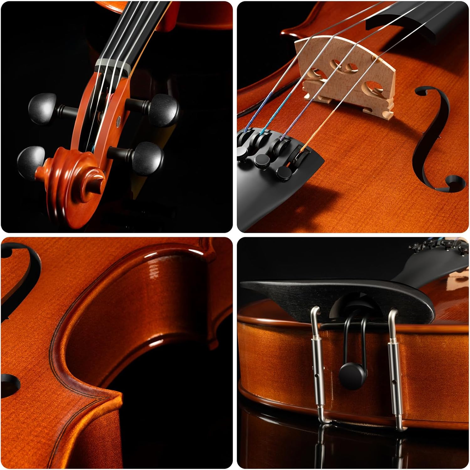 Franz Hoffmann Amadeus – Violín de madera maciza 44 para principiantes, juego completo de violín para estudiantes con estuche y todos los accesorios