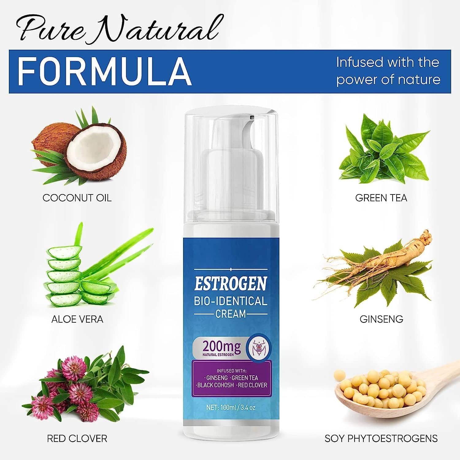 Topicy Crema de estrógeno, crema de estrógeno natural para mujeres, alivio de la menopausia, apoyo para el equilibrio corporal
