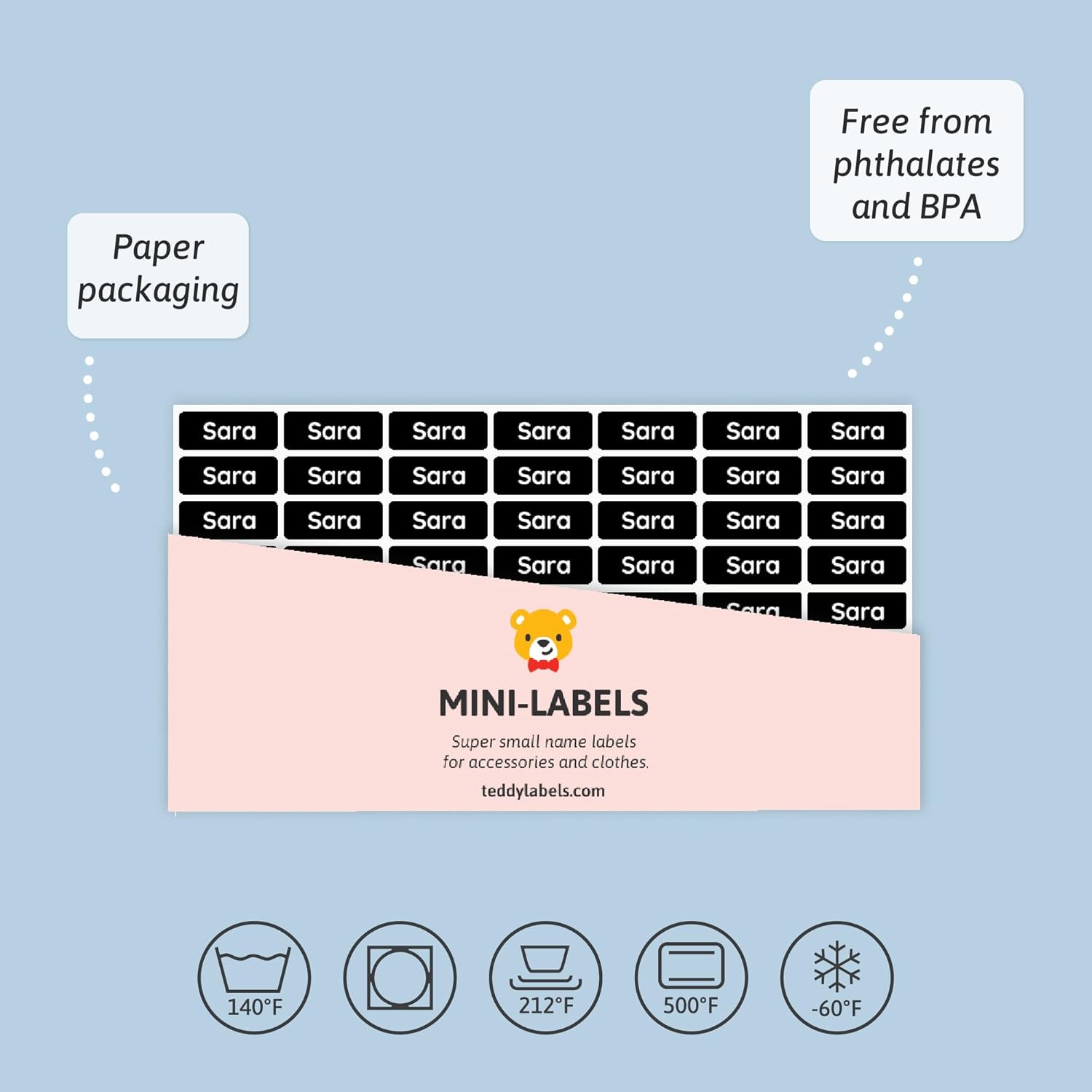 175 mini etiquetas de nombre (0.63 x 0.24 pulgadas) para etiquetar artículos pequeños. Etiquetas adhesivas impermeables extra pequeñas para niños en