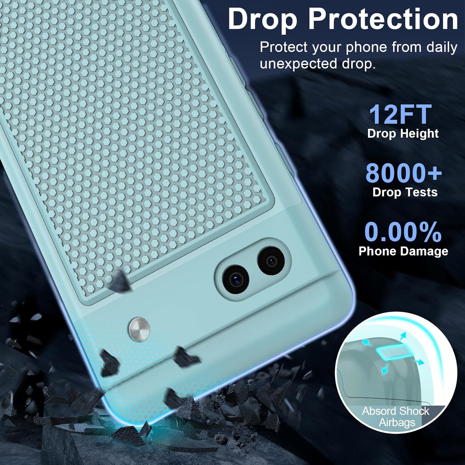 JXVM Funda para teléfono Google Pixel 6a funda protectora de doble capa resistente para teléfono celular, a prueba de golpes, con parte trasera