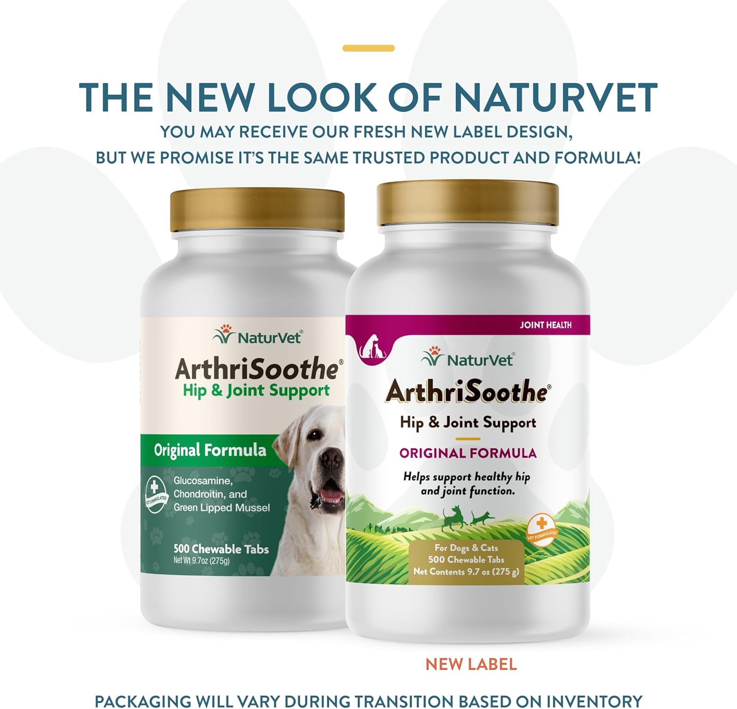 NaturVet ArthriSoothe – Suplemento para mascotas de fórmula para cadera y articulaciones para perros y gatos, incluye glucosamina, MSM, condroitina,