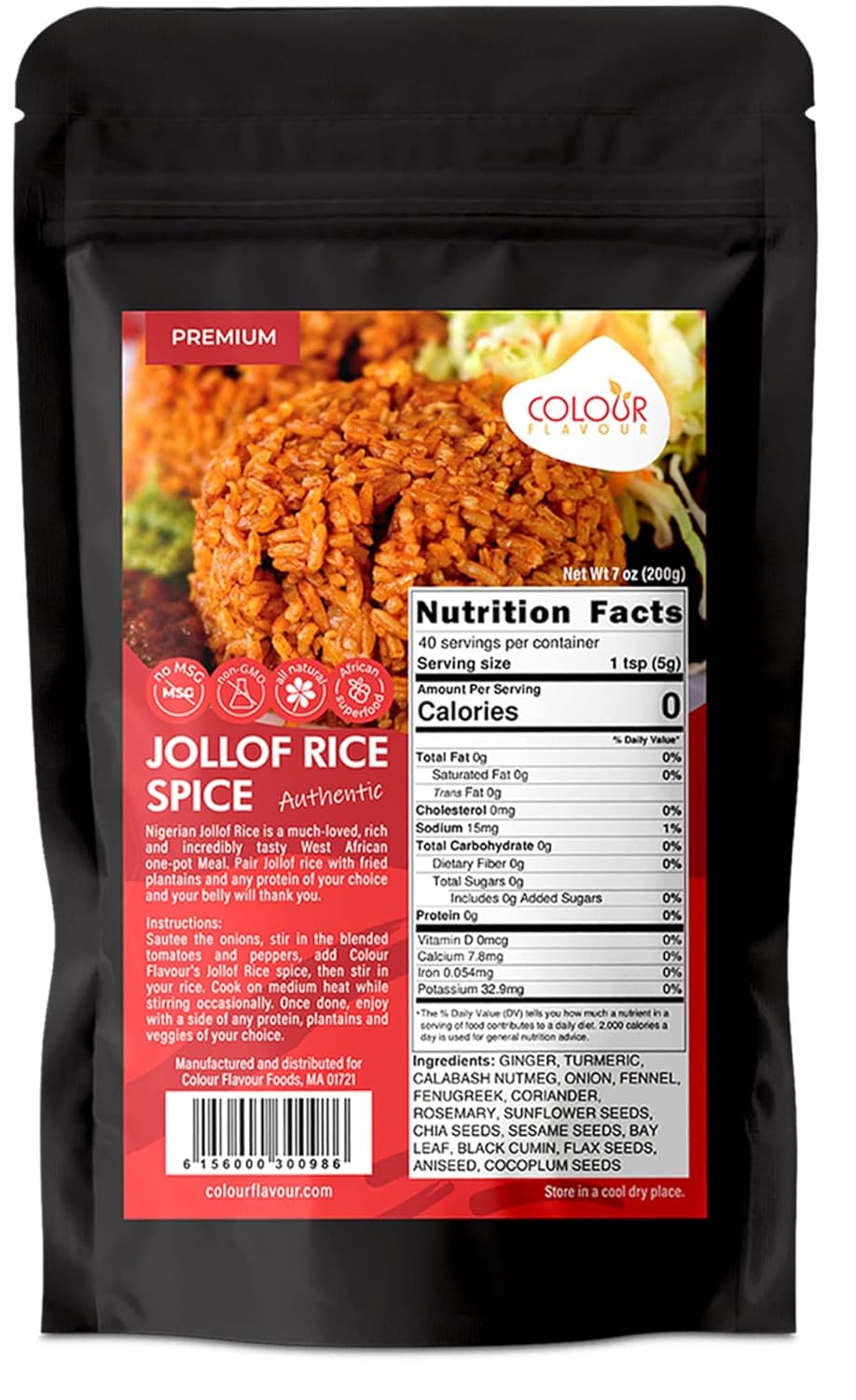 Colour Flavour Jollof Rice Spice  Sabroso arroz Jollof ahumado en minutos  El condimento perfecto para el arroz  Hecho con hierbas y superalimentos