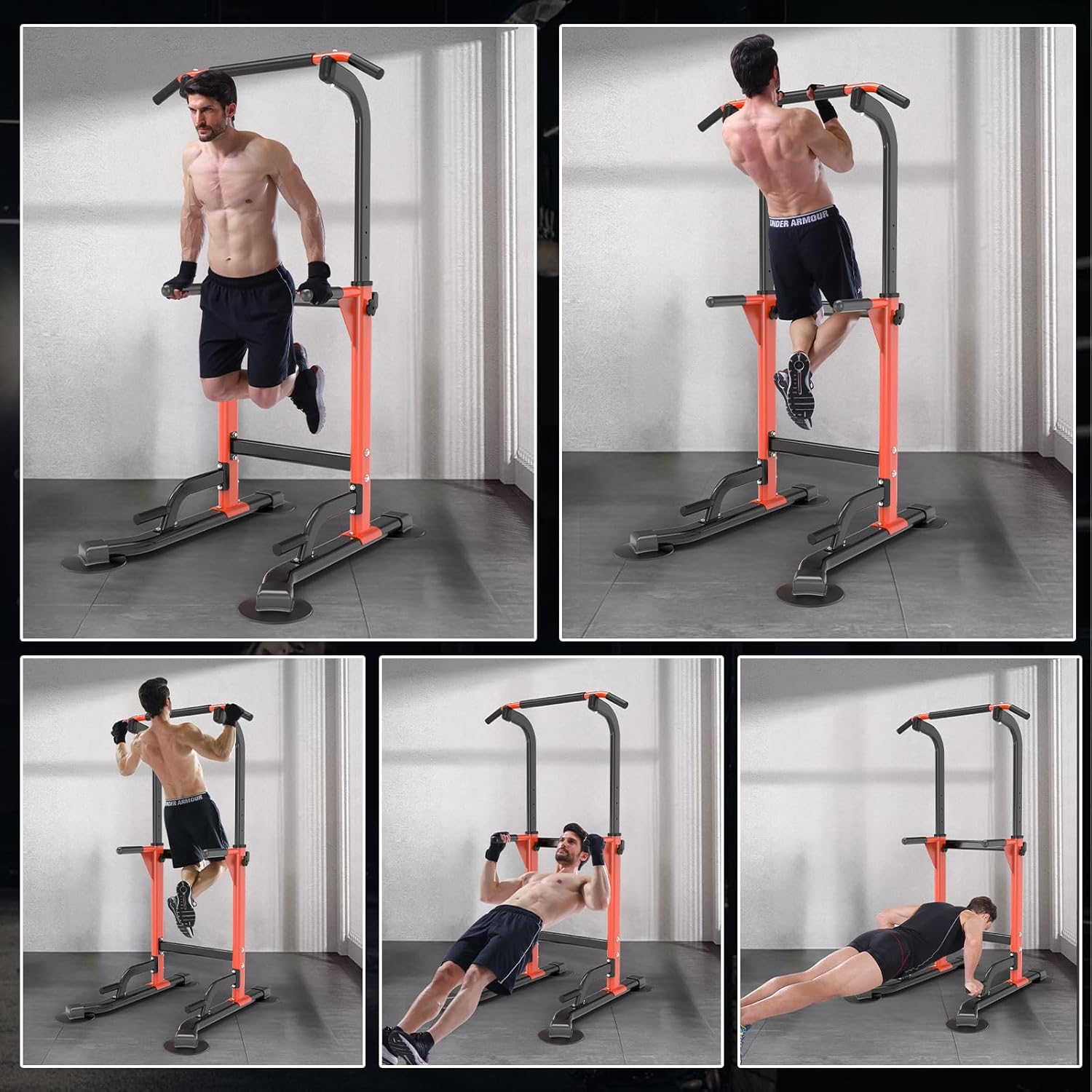 Z ZHICHI Estación de inmersión para gimnasio en casa, entrenamiento de fuerza, estación de entrenamiento de fitness, dominadas, flexiones y