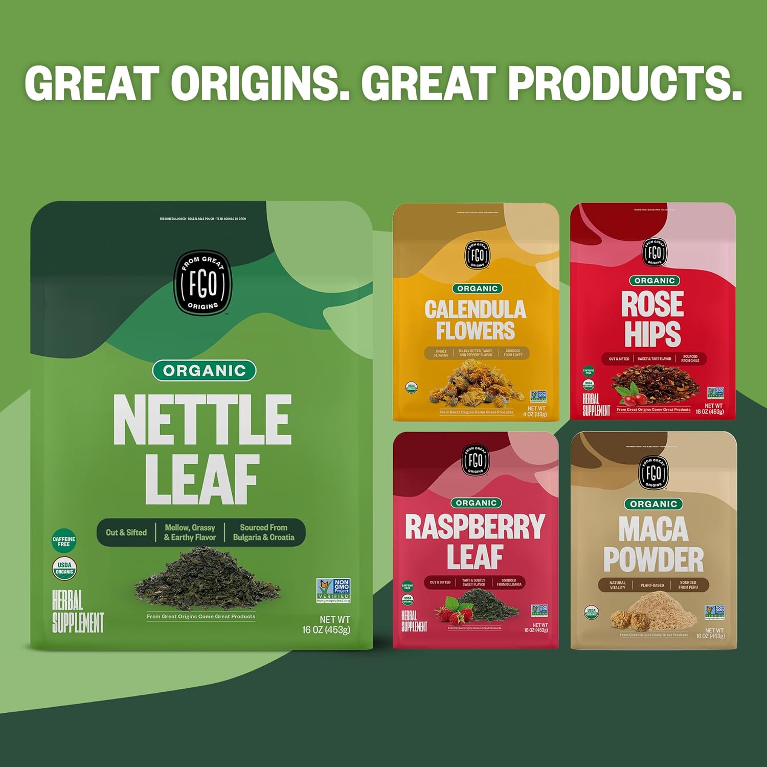FGO Té de hojas sueltas de ortiga orgánica, bolsa de papel de estraza que se puede volver a cerrar, 4 oz, el embalaje puede variar (paquete de 1)