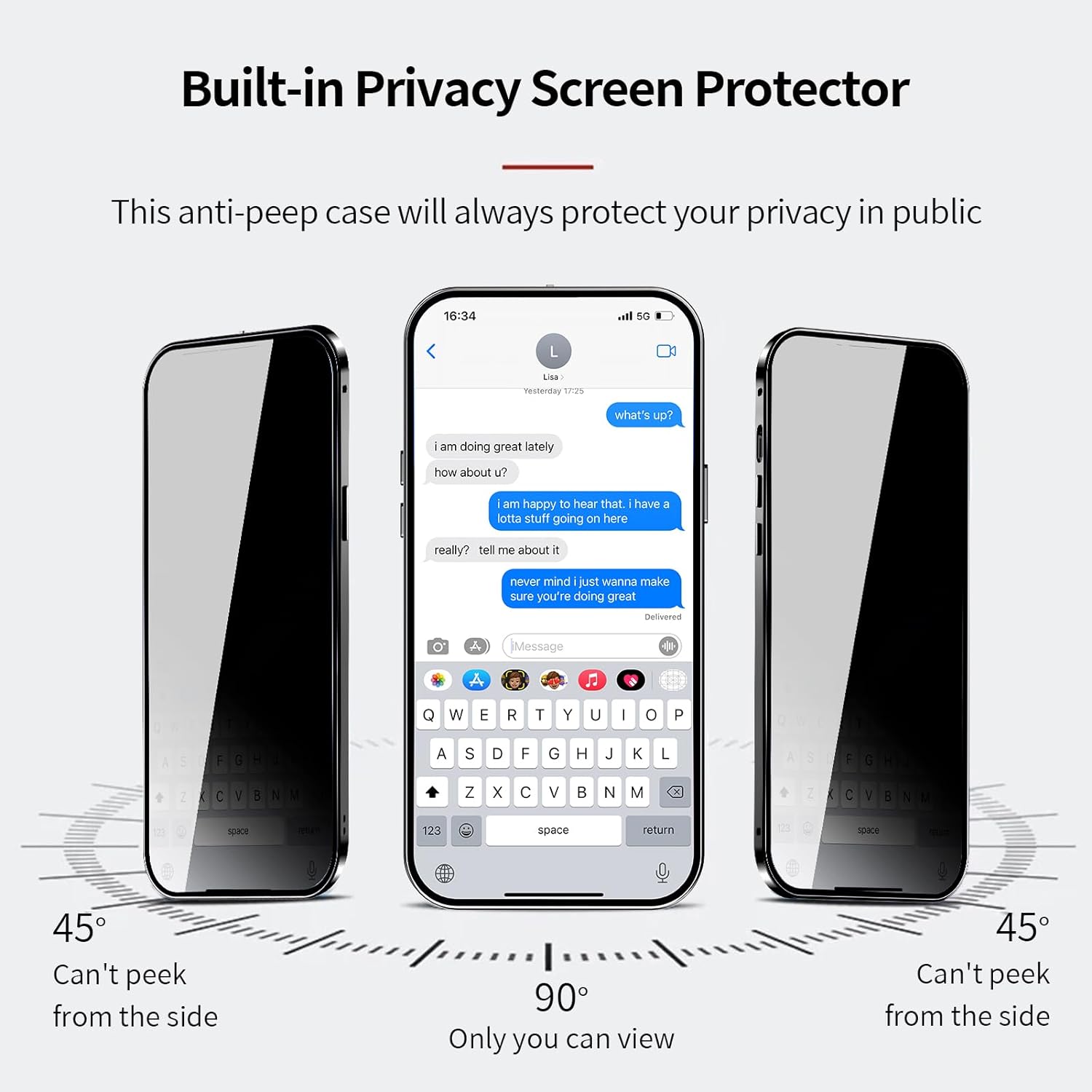 Funda magnética de privacidad para iPhone 15 Pro Max con anillo de metal CD y bloqueo desplegable automático compatible con MagSafe protección de