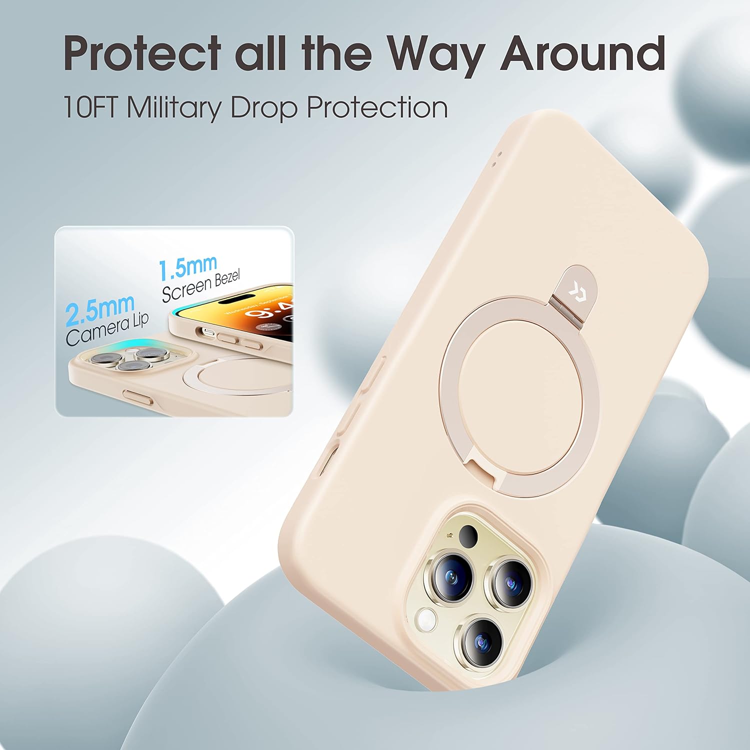 CASEKOO Funda para iPhone 14 Pro Max con soporte invisible compatible con MagSafe silicona antiestática sin polvo Funda protectora antideslizante