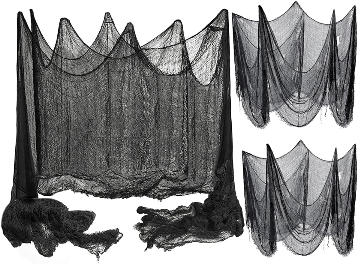 2 piezas de 78 x 100 pulgadas y 1 pieza de tela espeluznante negra de 78 x 200 pulgadas. Decoraciones de Halloween espeluznantes colgantes para