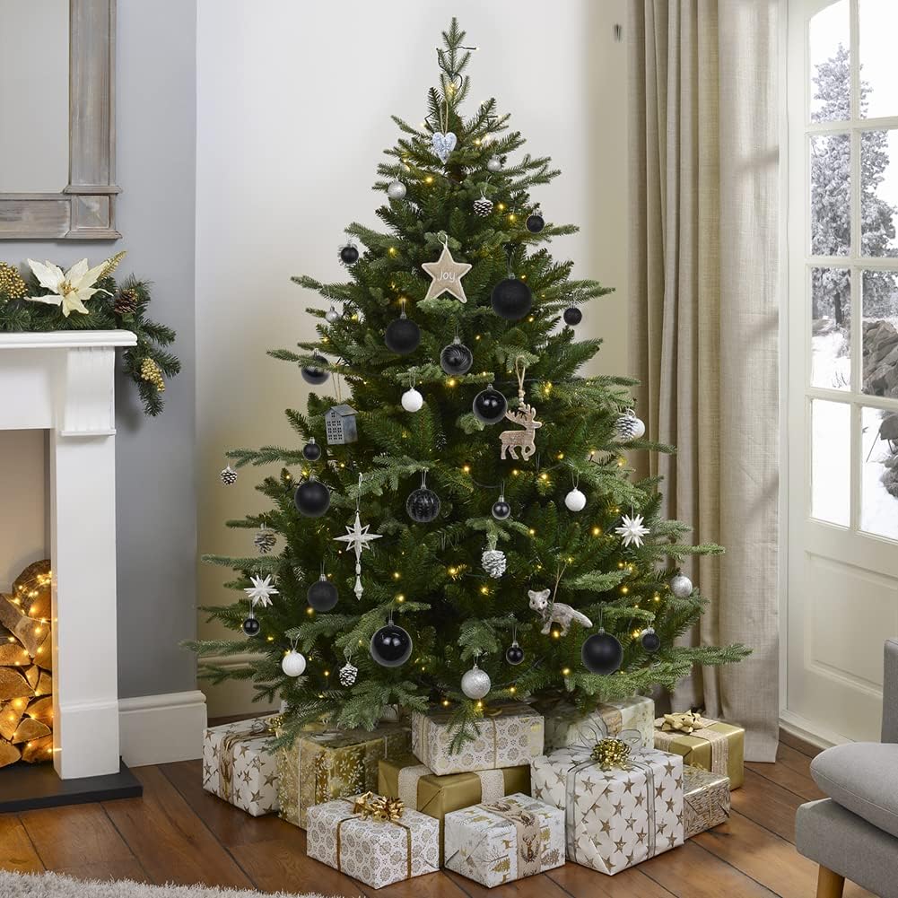Adornos de bola de Navidad de 1.57 pulgadas, juego de adornos de Navidad negros inastillables, 40 piezas de adornos negros para árbol de Navidad,