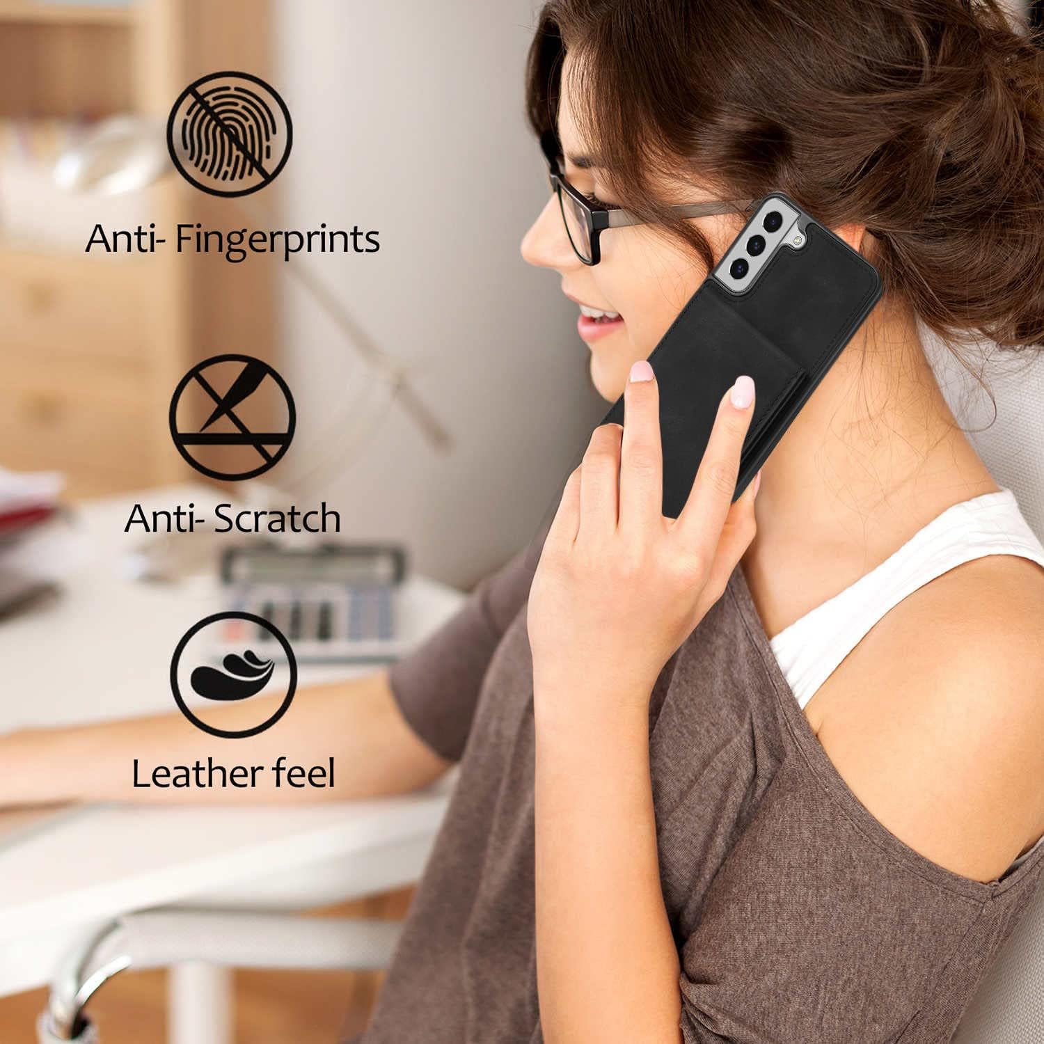 Asuwish Funda de teléfono para Samsung Galaxy S22 5G Funda tipo cartera con protector de pantalla de vidrio templado y RFID delgado soporte para