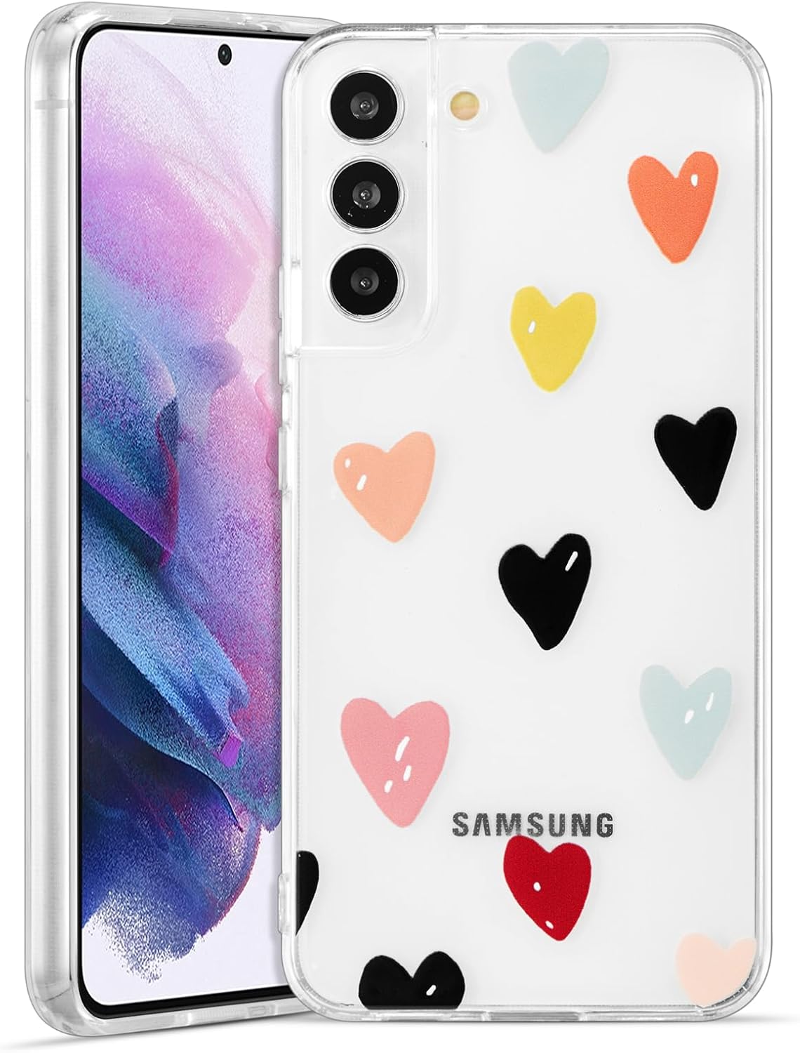 ZTOFERA Compatible con Samsung Galaxy S22 Plus 5G, funda protectora transparente con bonito diseño de corazón en relieve para mujeres y niñas,