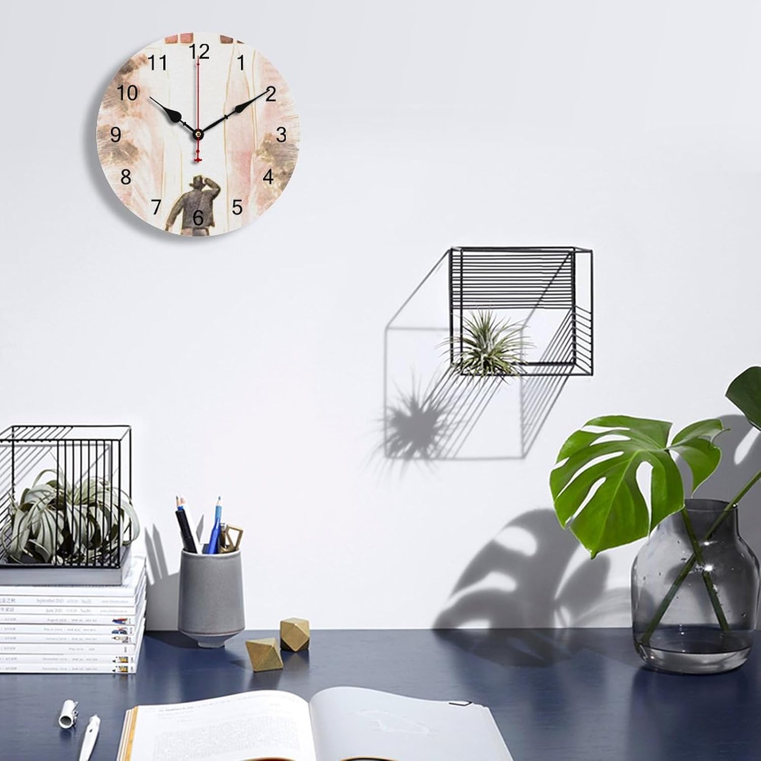 Indiana-Jones 5 bocetos y dibujos a lápiz de colores ERICC reloj de pared silencioso funciona con pilas, moderno reloj de pared redondo de estilo
