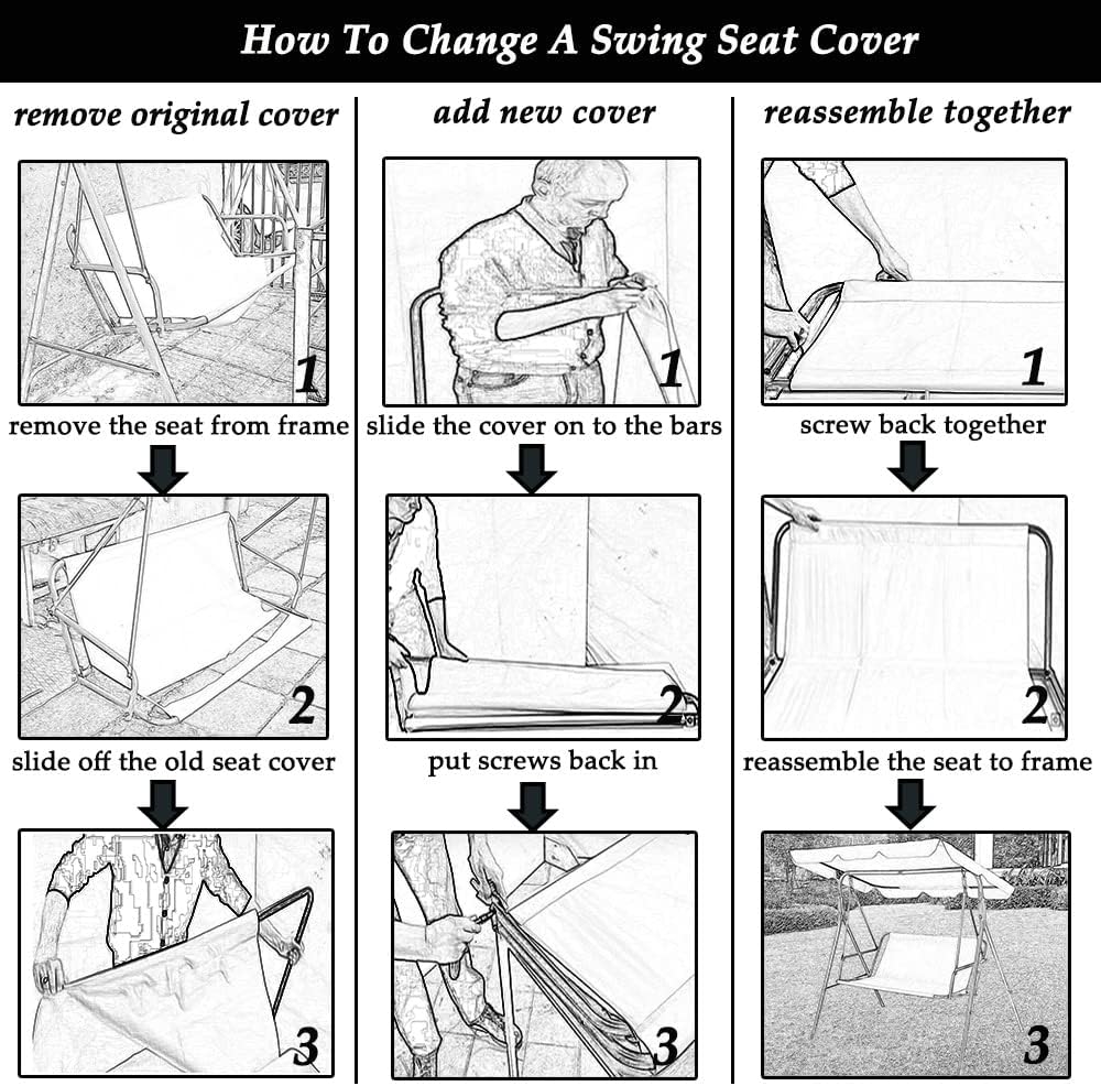 Izzybang Funda de repuesto para asiento de columpio de patio de 23 asientos, funda de repuesto para asiento de columpio, impermeable, resistente,