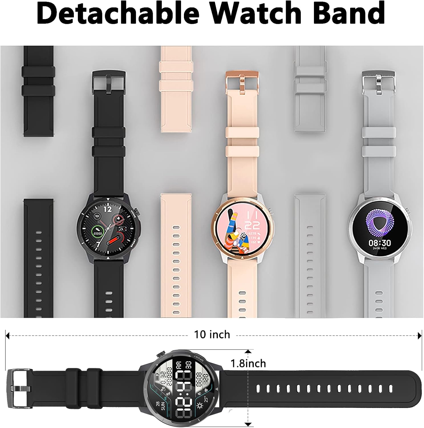 Wwzzey Reloj inteligente para hombres y mujeres (contestar llamadas), IP68 resistente al agua con podómetro, notificación de mensajes, reproductor