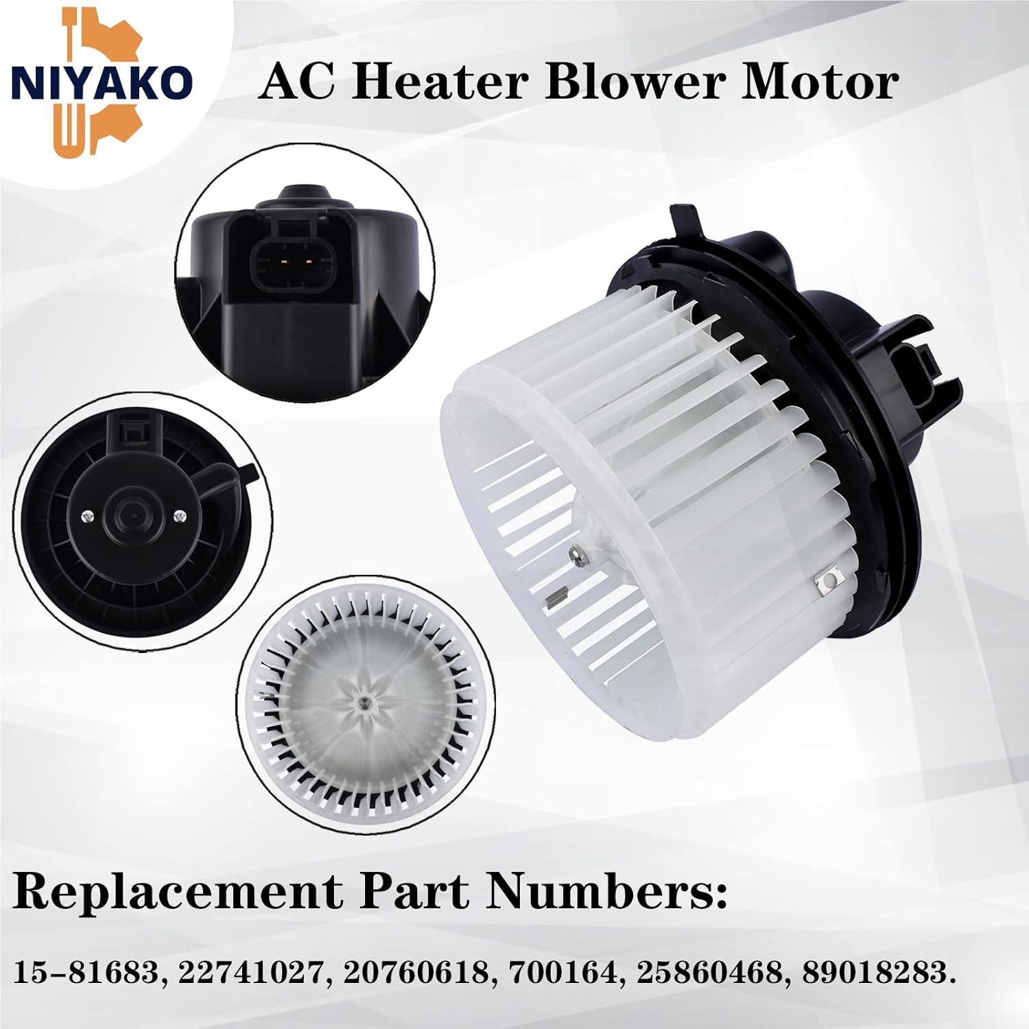 Reemplazo del motor del ventilador del calentador de CA # 15-81683 22741027 20760618 700164 compatible con Chevy GMC Silverado Yukon