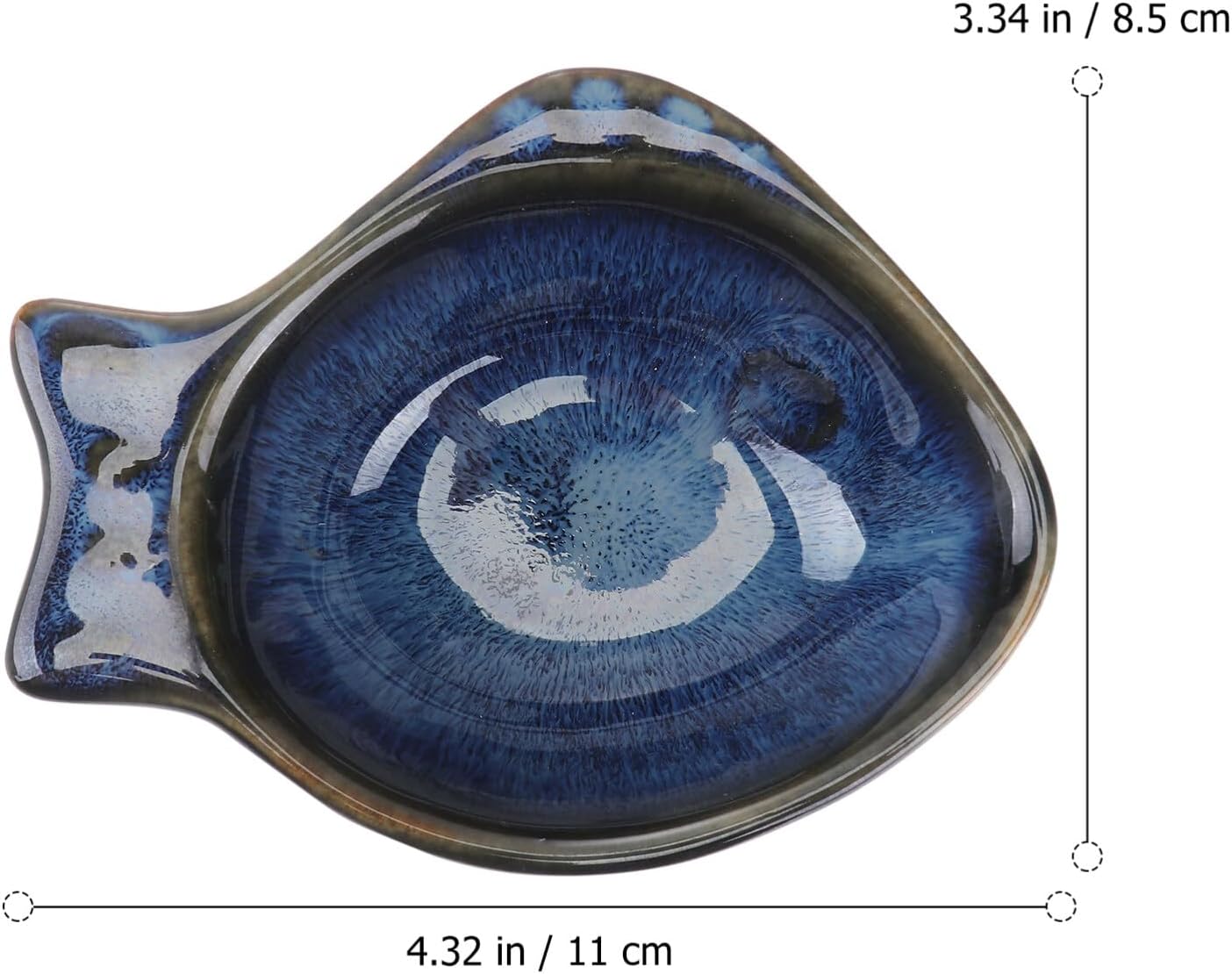 Cabilock Plato de salsa de soja en forma de pescado de cerámica para condimentos, lindo tazón de inmersión pequeño, platillo para aperitivo de