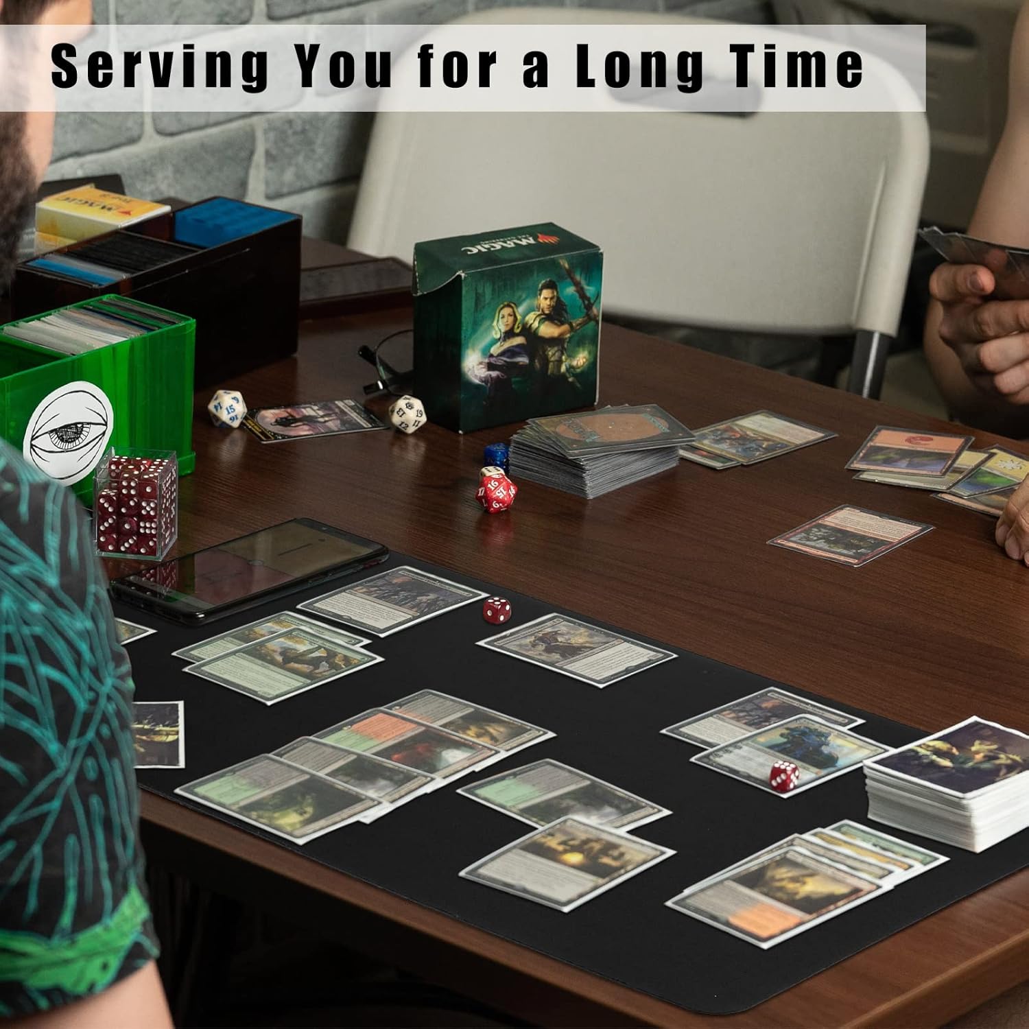 Ecally Juego de cartas negras de 24.0 x 14.0 in, suave, juego de mesa, juego de mesa compatible con cartas TCG