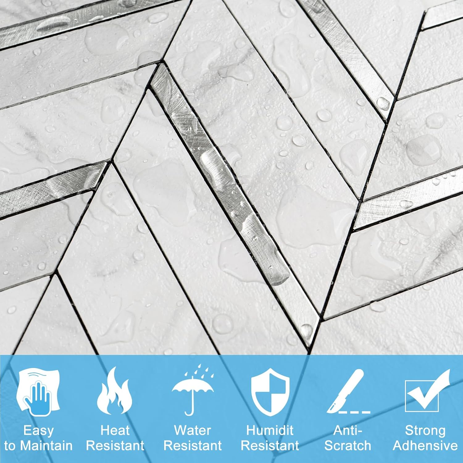Pelar y pegar, 10 hojas de azulejos de pared de espiga para despegar y pegar de 12.1 x 9.7 pulgadas, azulejos de PVC para salpicaduras de cocina y