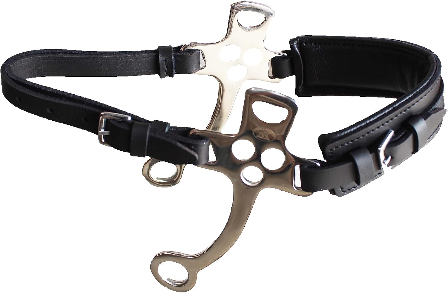 CHALLENGER Caballo cuero corto mango acolchado Noseband entrenamiento Hackamore Curb Strap 35H69
