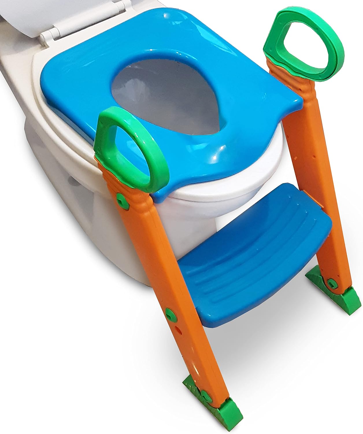 Alayna Asiento de entrenamiento para ir al baño con escalera y protector contra salpicaduras mejorado, taburete de inodoro para niños pequeños con
