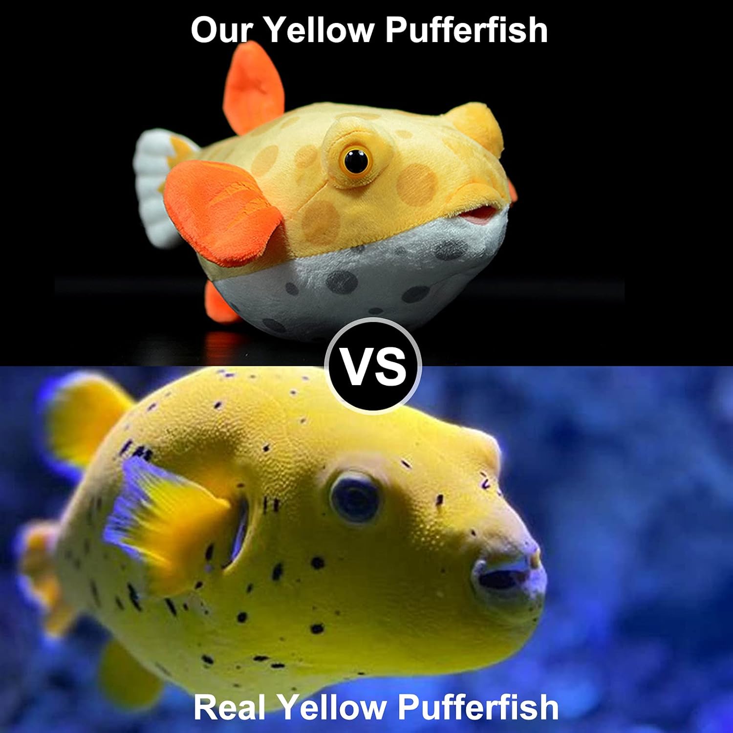 ZHONGXIN MADE Juguete de peluche de pez globo de simulación  Juguete de peluche de pez globo amarillo de la vida real, animales marinos, juguetes de